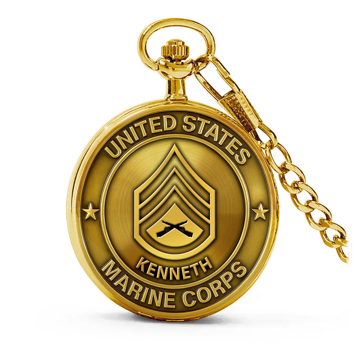 Personalized MARlNE Custom Ranks/Insignia And Text Round Pocket Watch