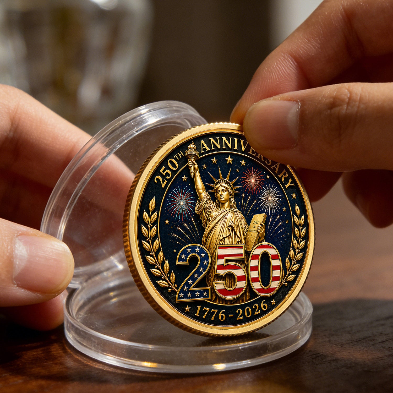 Personalized USA 250th Anniversary Navy Rank 3D Challenge Coin