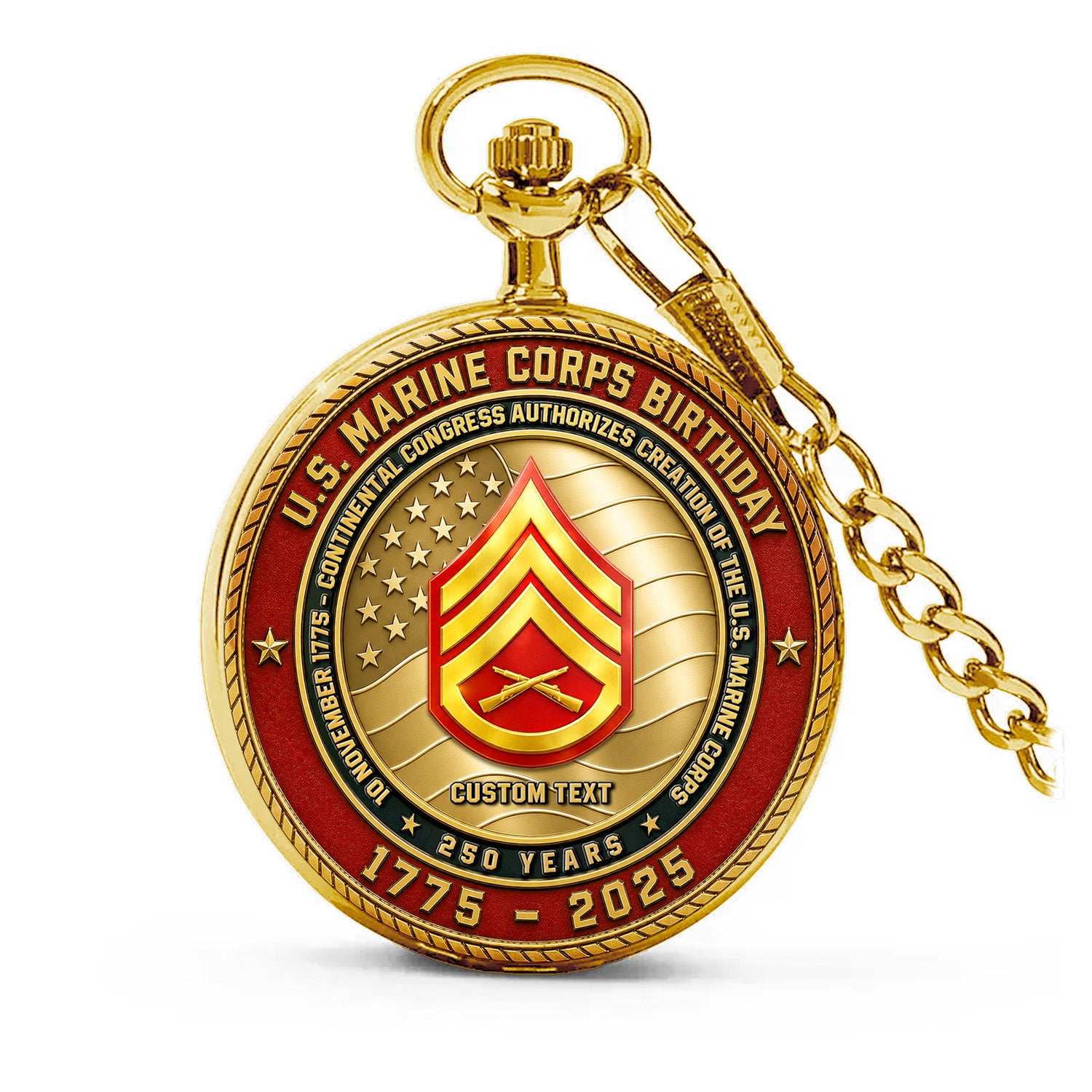 Personalized Marine Corps Pocket Watch 250th Anniversary Gift
