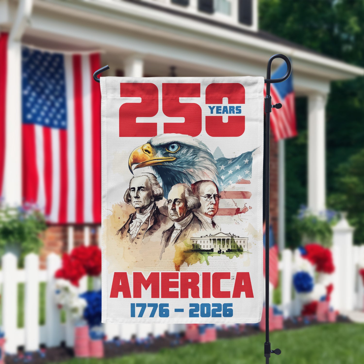 America 1776 - 2026 Garden Flag 12''x18'' Twin-Side Printing