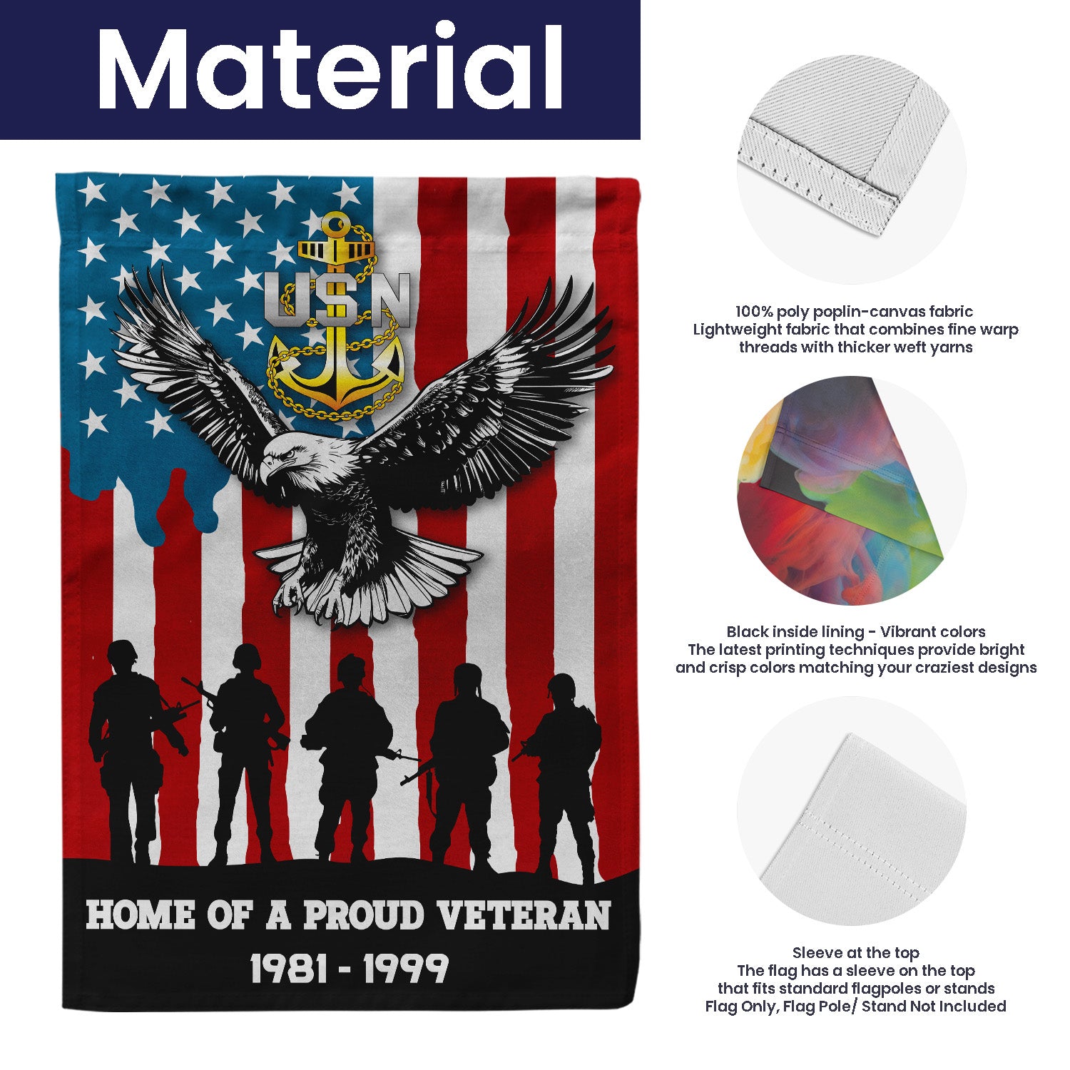 Personalized US Military Logo/Insignia And Text KFLAG26 Garden Flag, House Flag Twin-Side Printing