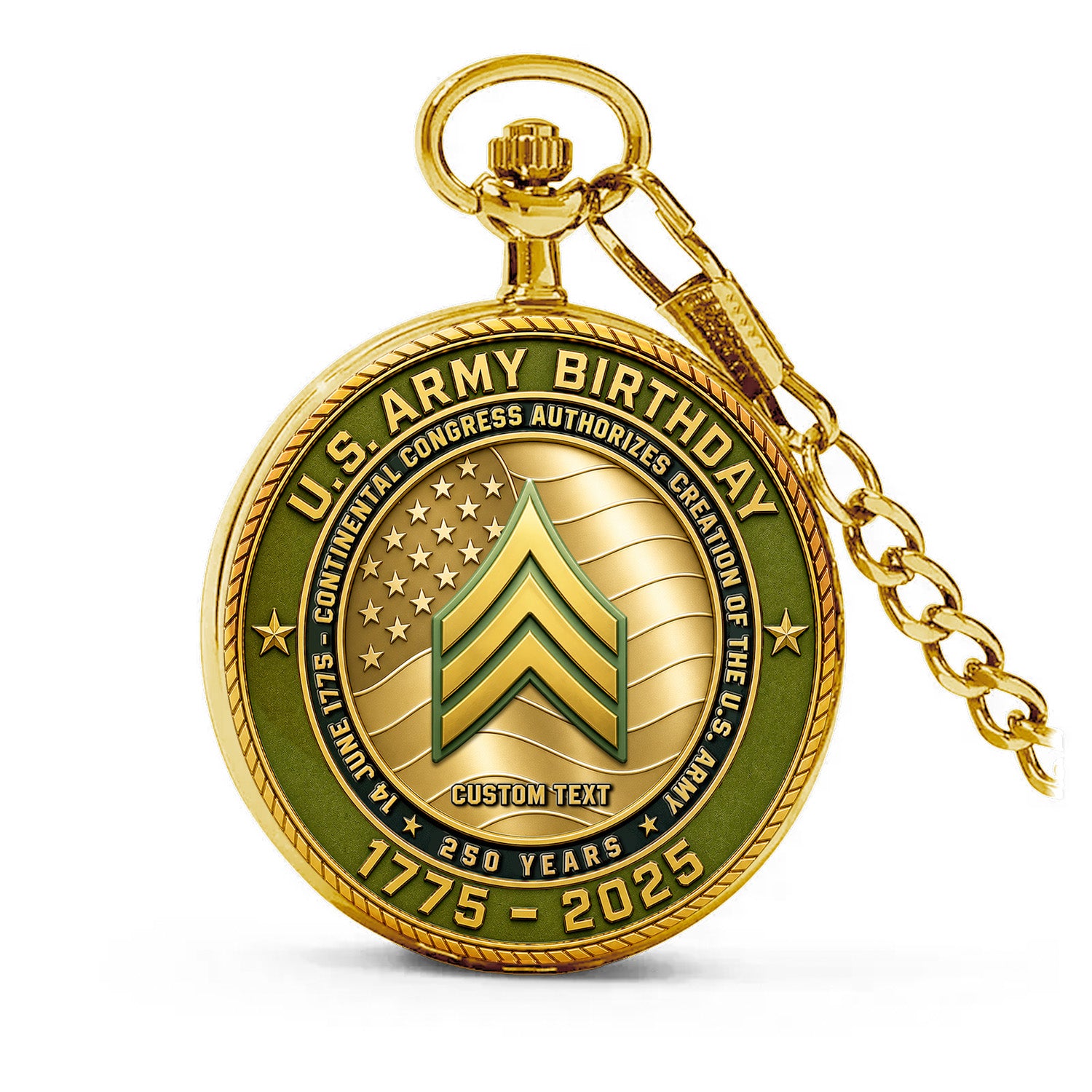 US Army Veteran Pocket Watch 250th Anniversary Gift for Men