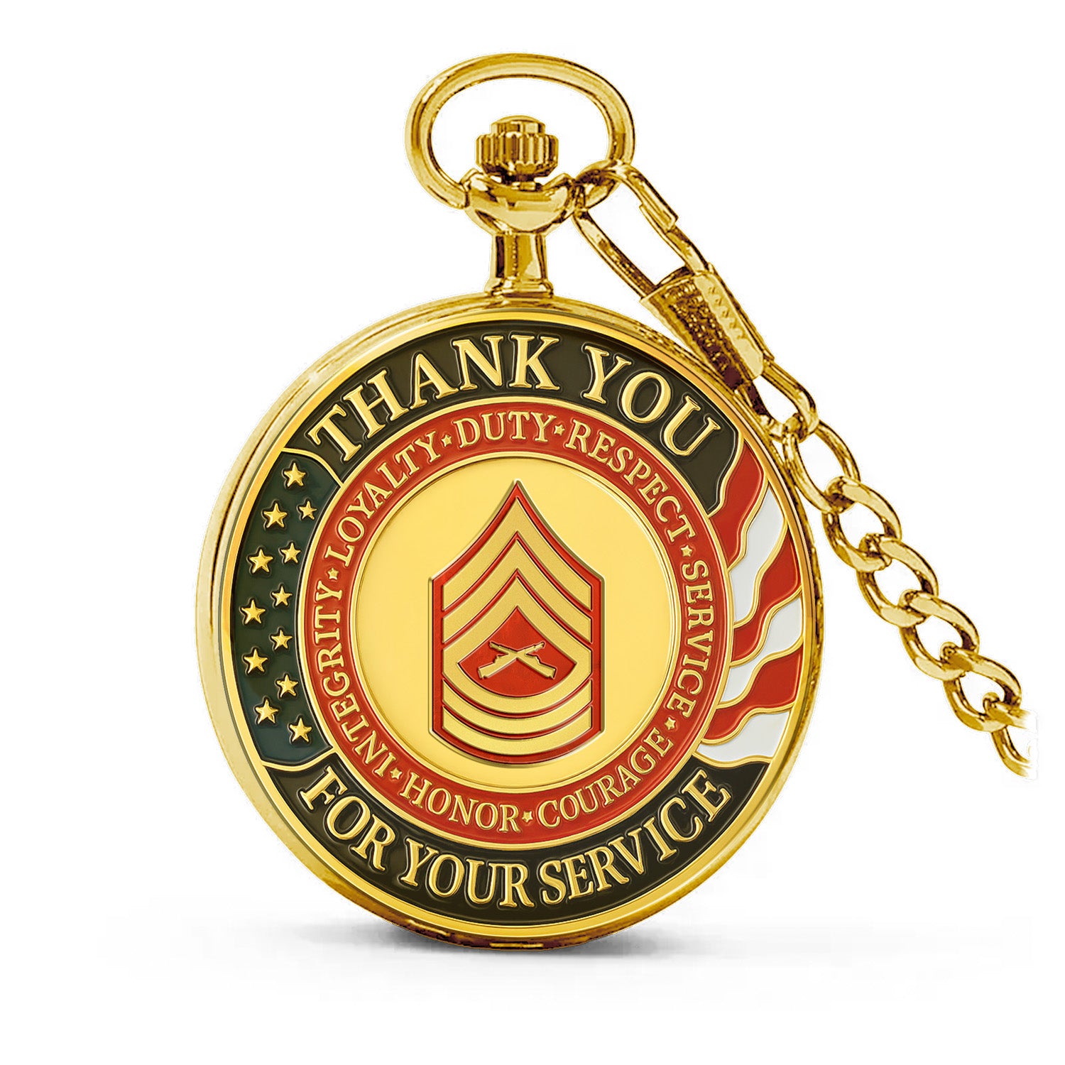 Thank You for Your Service Pocket Watch – Custom USMC Rank Gift for Marines