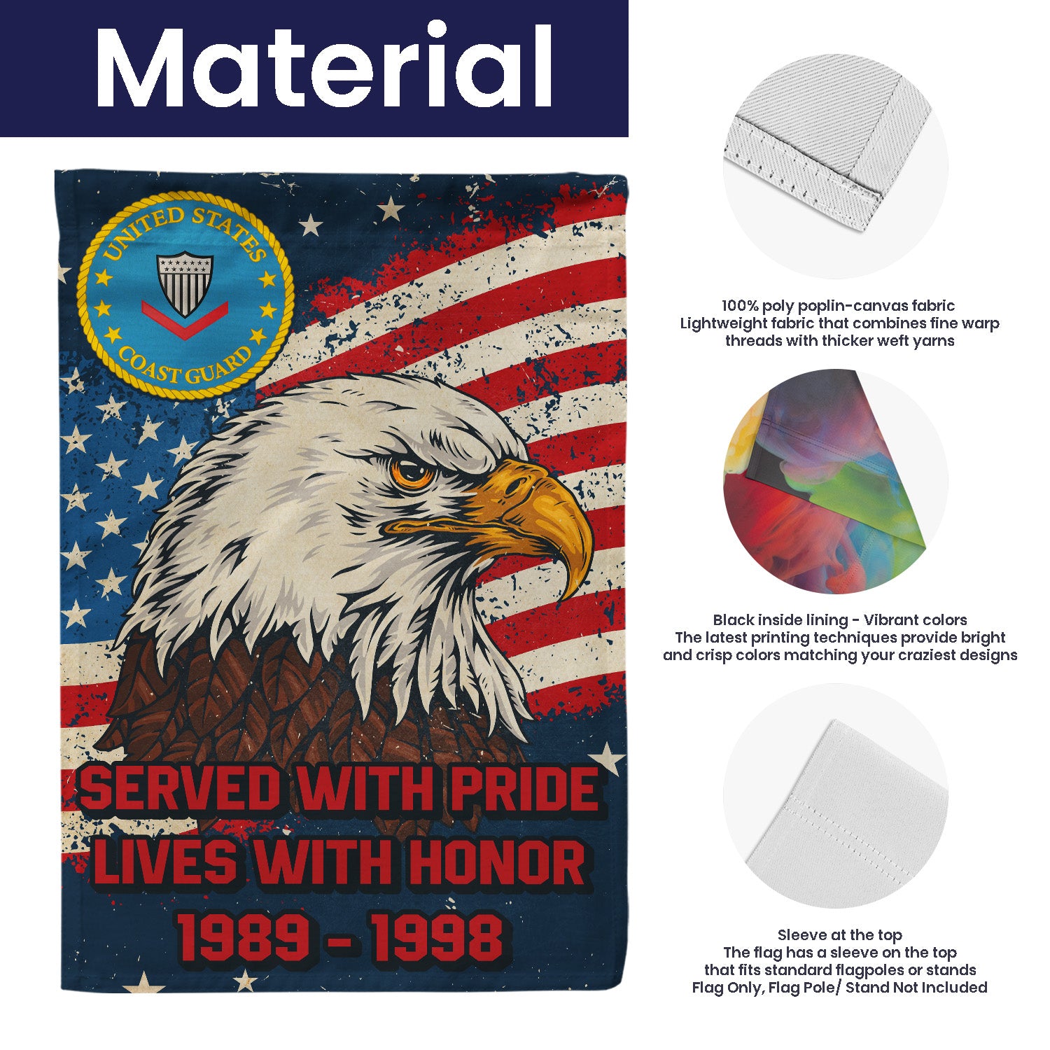 Personalized US Military Logo/Insignia And Text KFLAG27 Garden Flag, House Flag Twin-Side Printing