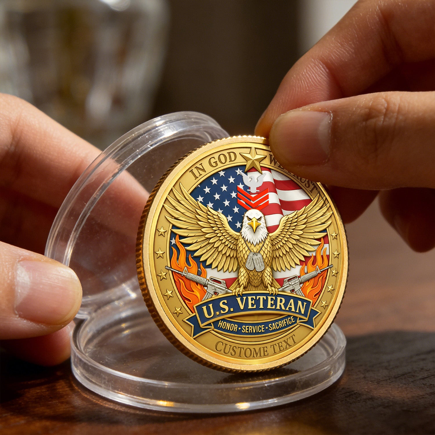 Personalized U.S. Navy Veteran Eagle Challenge Coin
