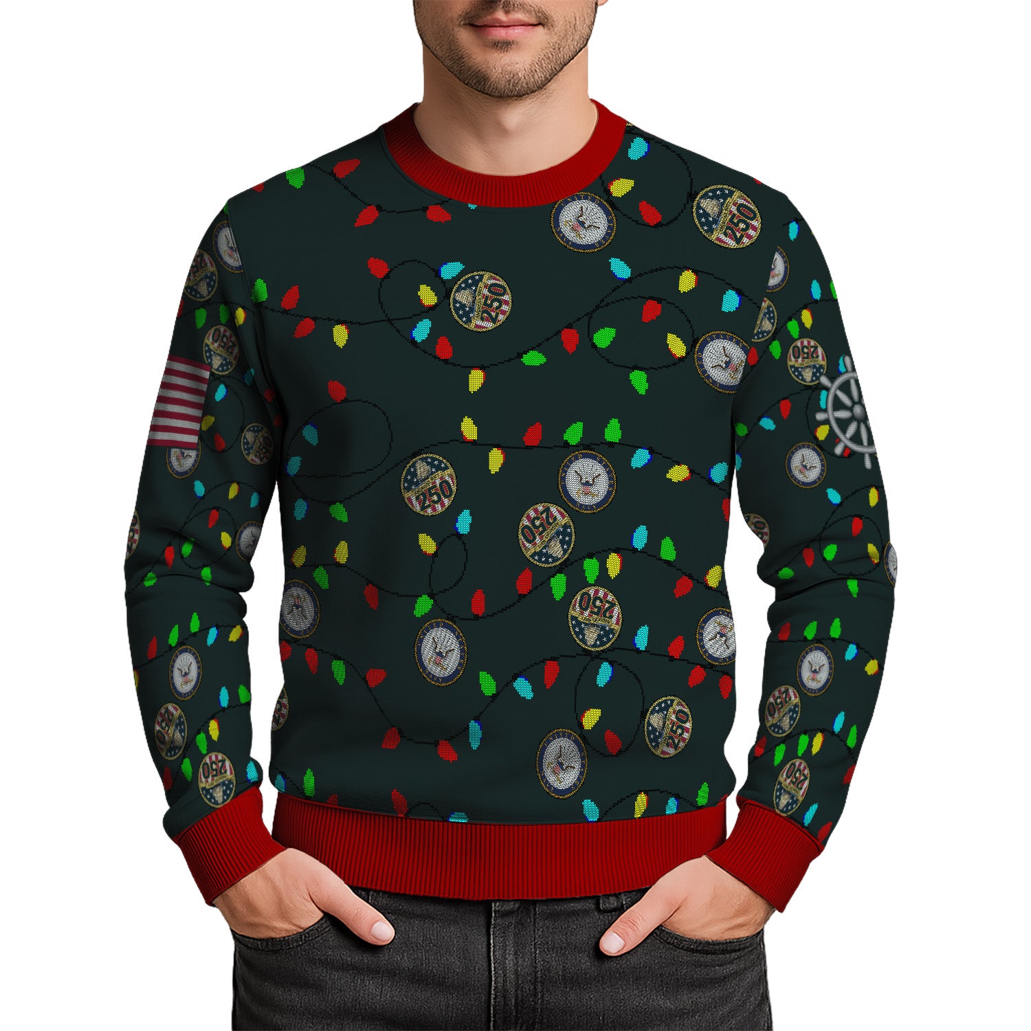 Custom Ranks US Navy Ugly Christmas Sweater for Women Men KRUST07