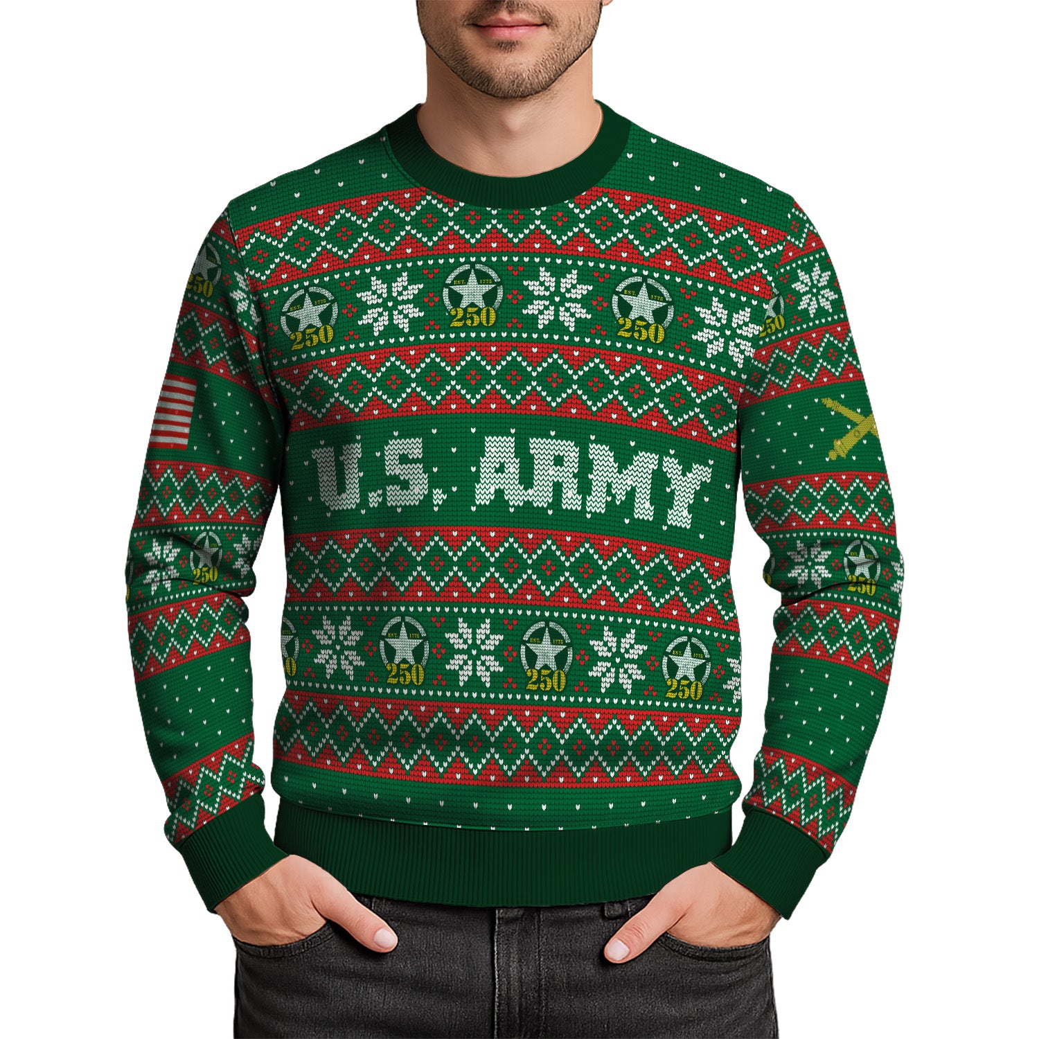 Custom Ranks US Army Ugly Christmas Sweater for Women Men KRUST09