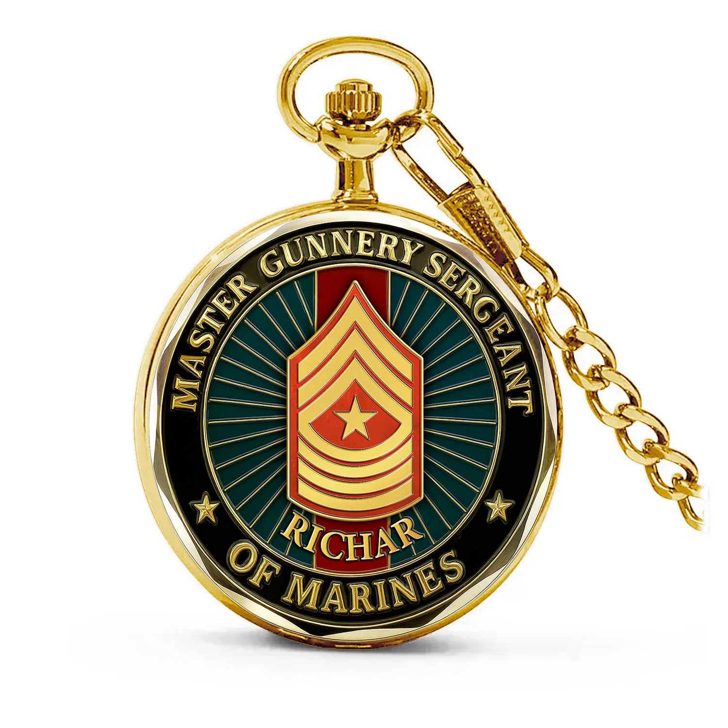 Custom Rank USMC Pocket Watch – Personalized Marine Corps Veteran Gift