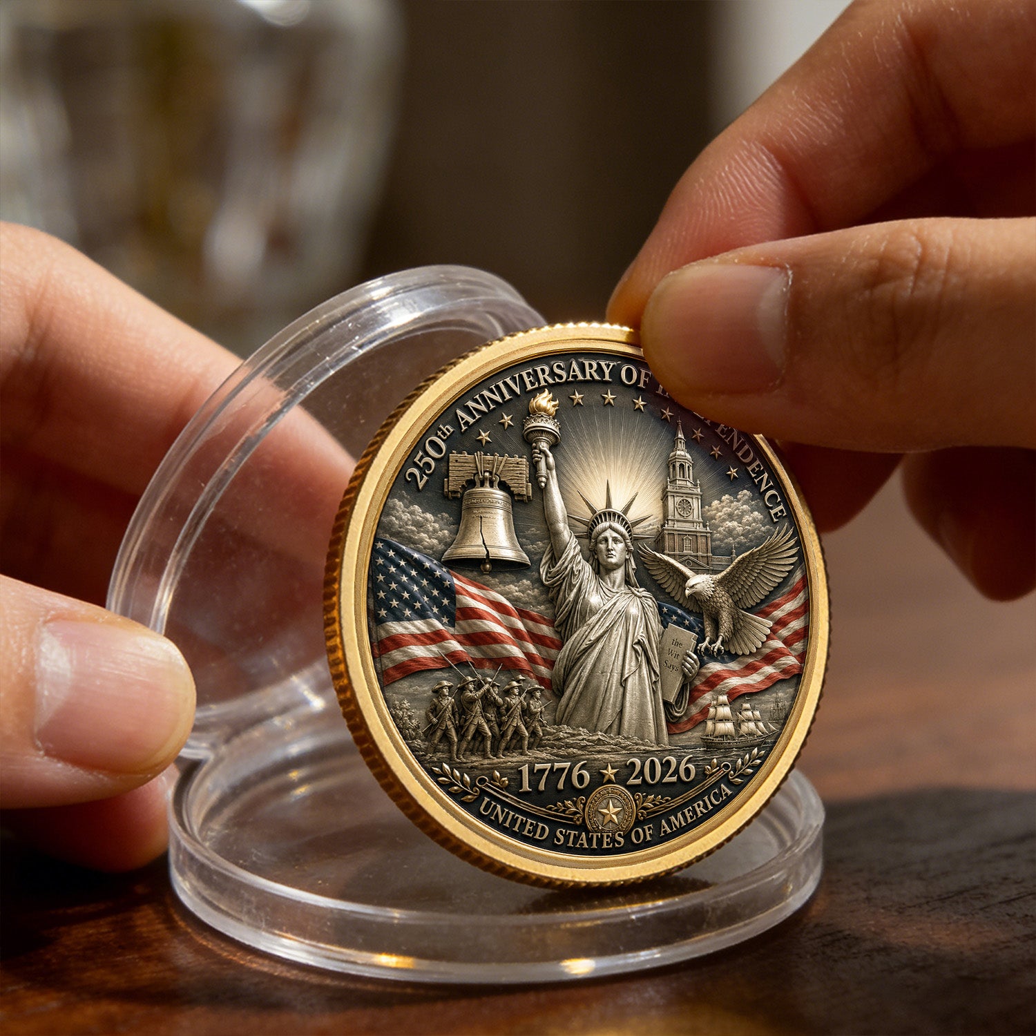 Personalized USAF Rank USA 250th Anniversary 3D Challenge Coin