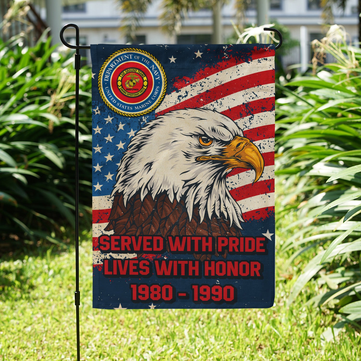 Personalized US Military Logo/Insignia And Text KFLAG27 Garden Flag, House Flag Twin-Side Printing