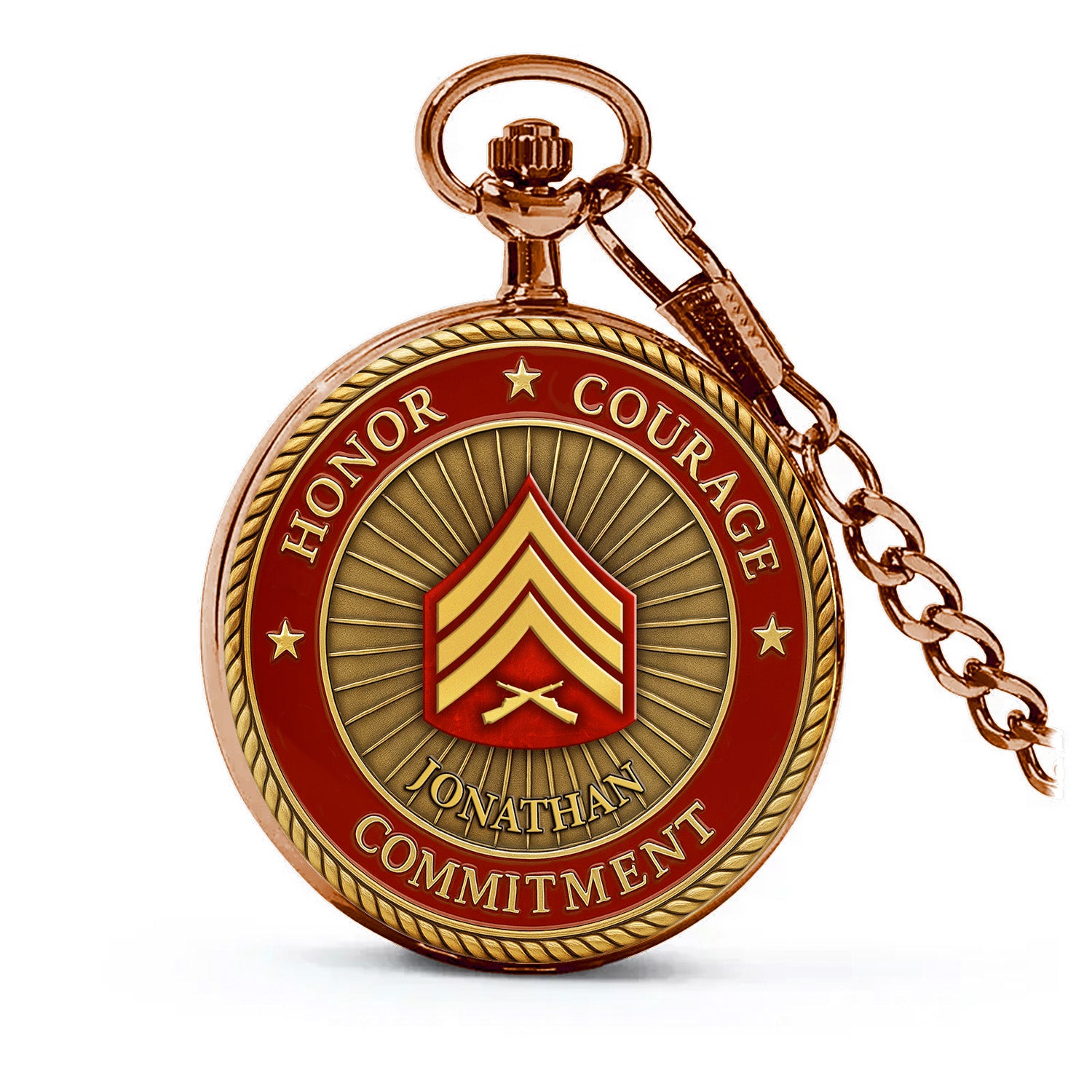 Personalized MARlNE Core Values - Custom Rank/Name Pocket Watch