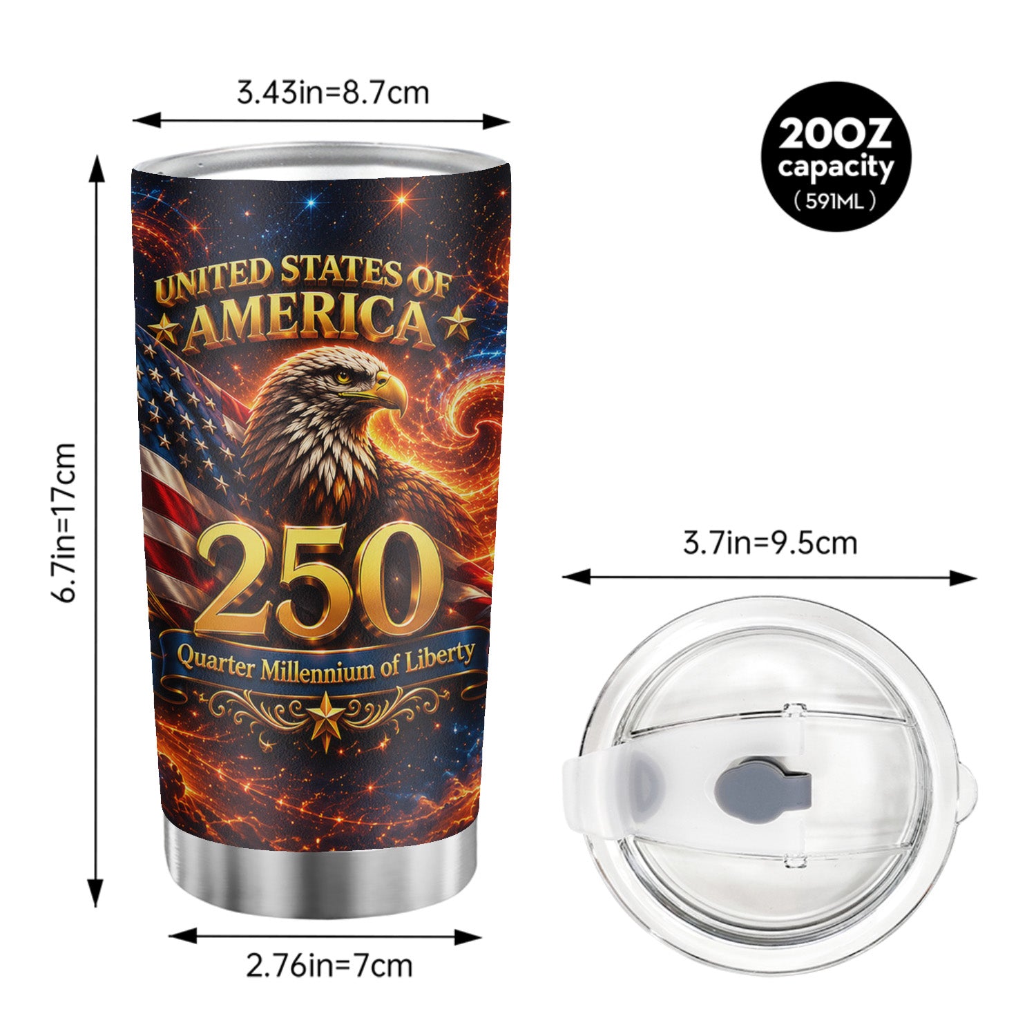 USA 250 Quarter Millennium Of Liberty 20oz Tumbler