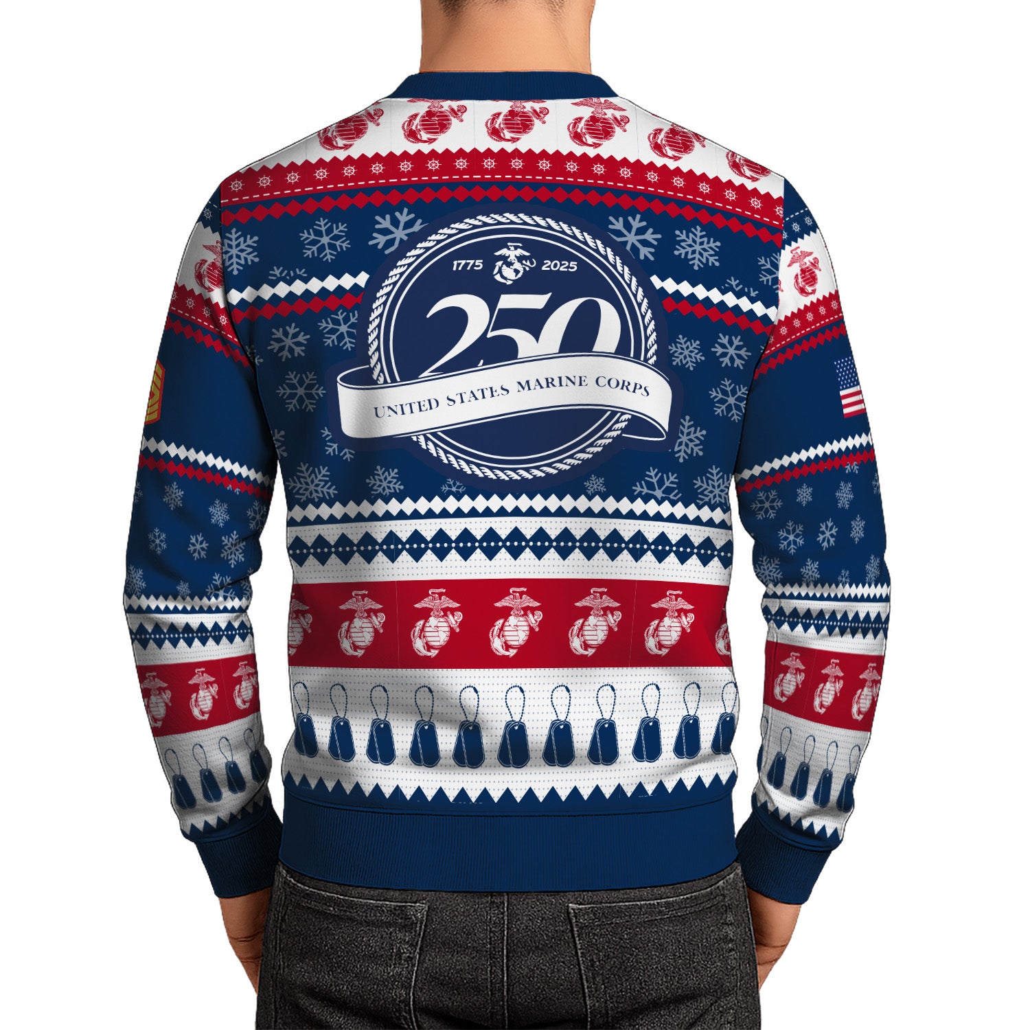 Custom Ranks USMC Ugly Christmas Sweater for Women Men KRUST03