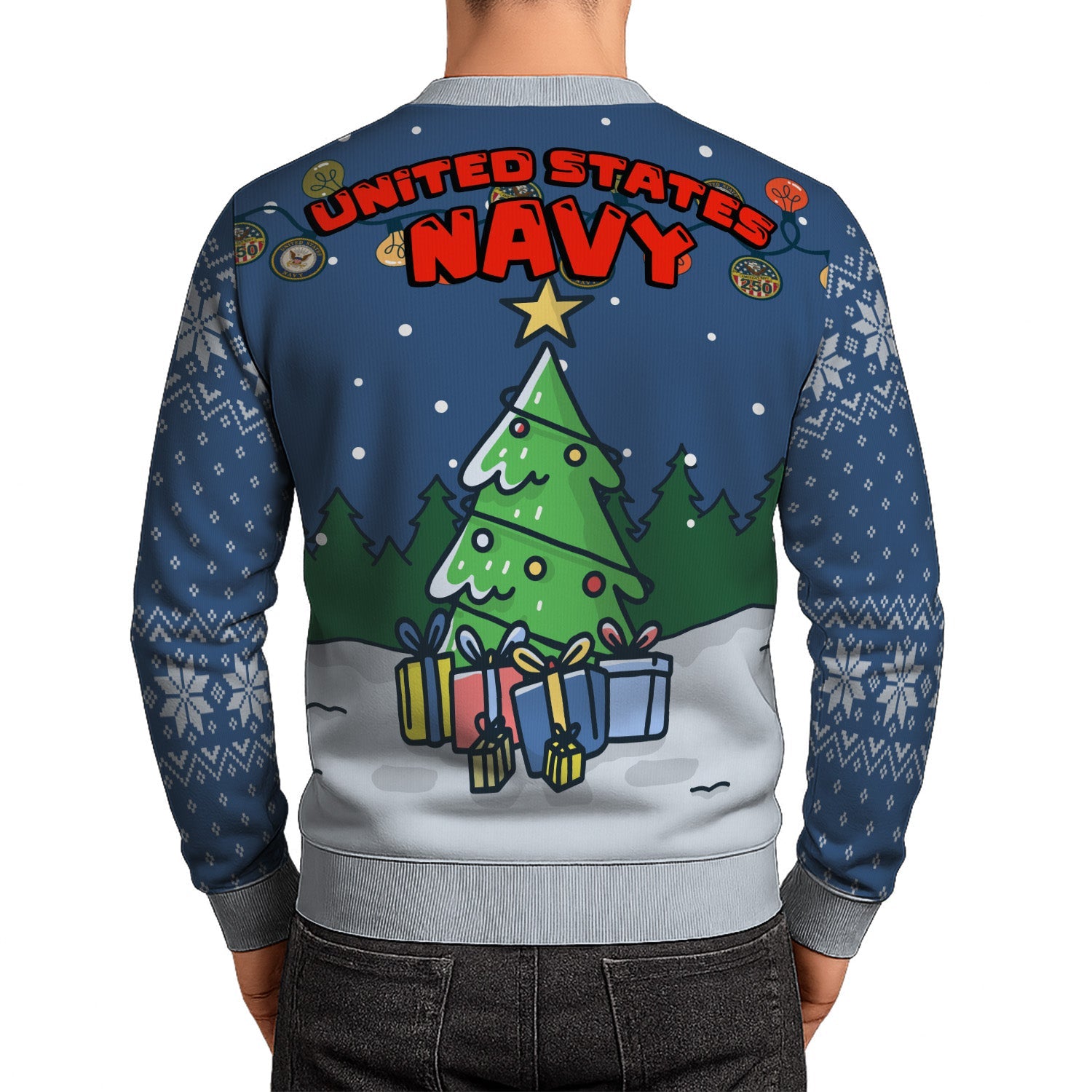 US Navy Caption Christmas Ugly Sweater