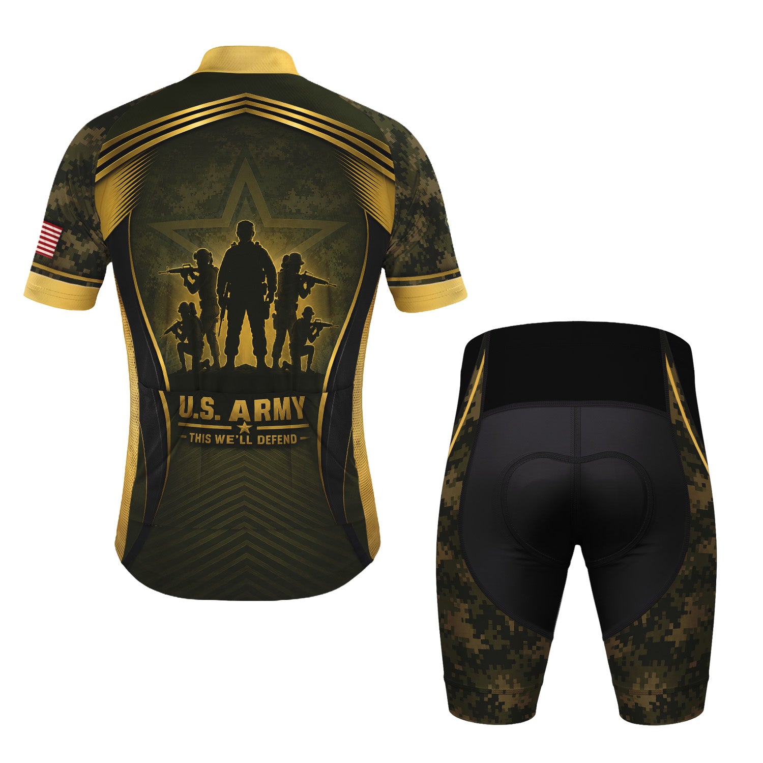 Personalized U.S. Army Cycling Jersey Custom Name & Rank Veteran Shirt