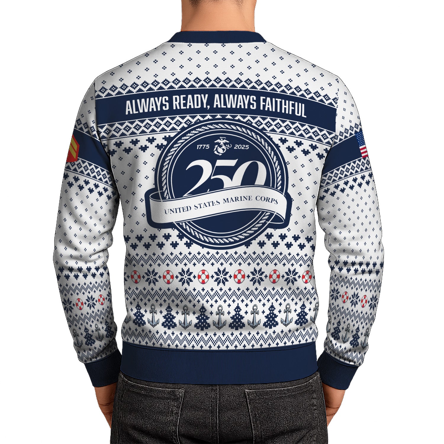 Custom Ranks USMC Ugly Christmas Sweater for Women Men KRUST06