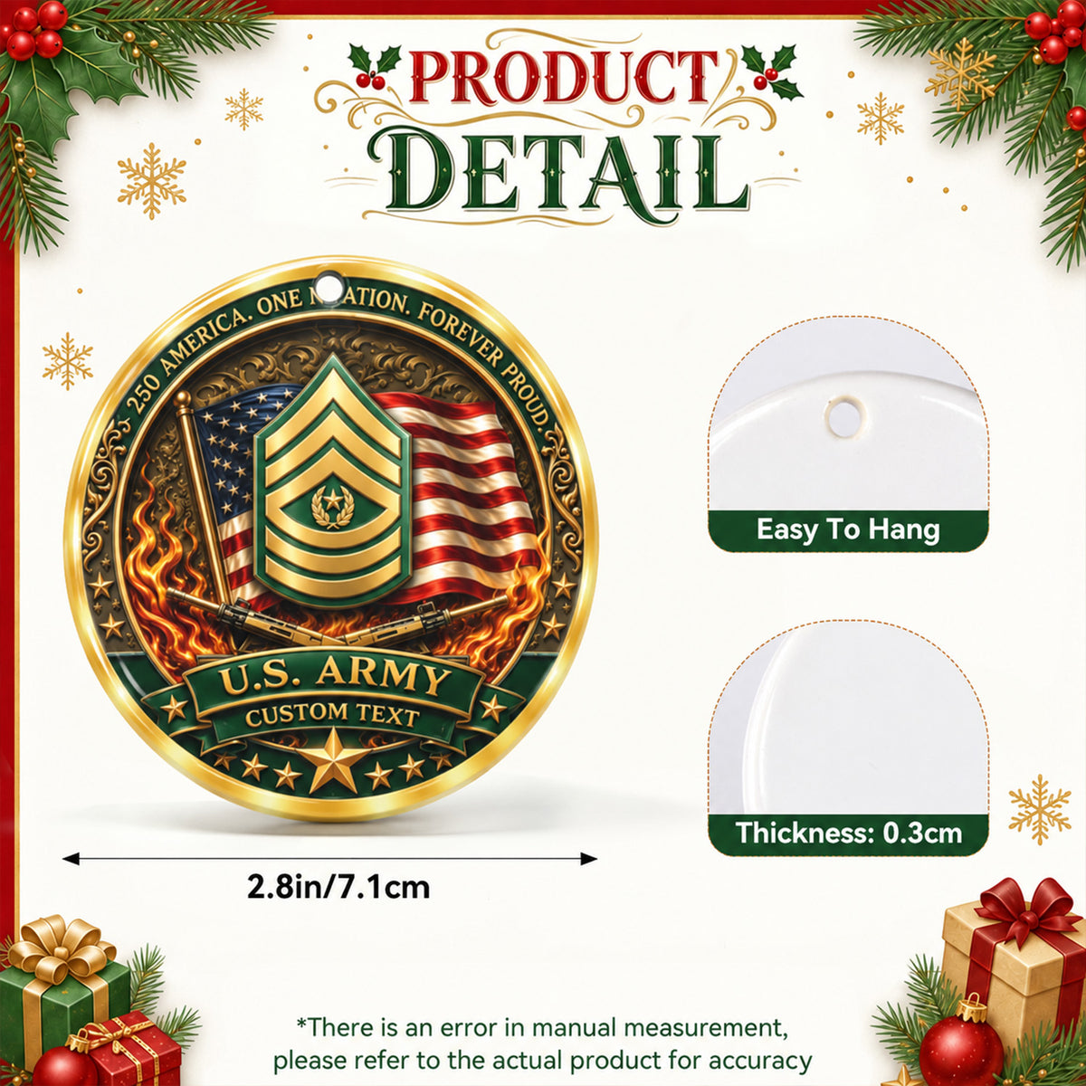 Personalized U.S. Navy Ornament Custom Rank and Military Text