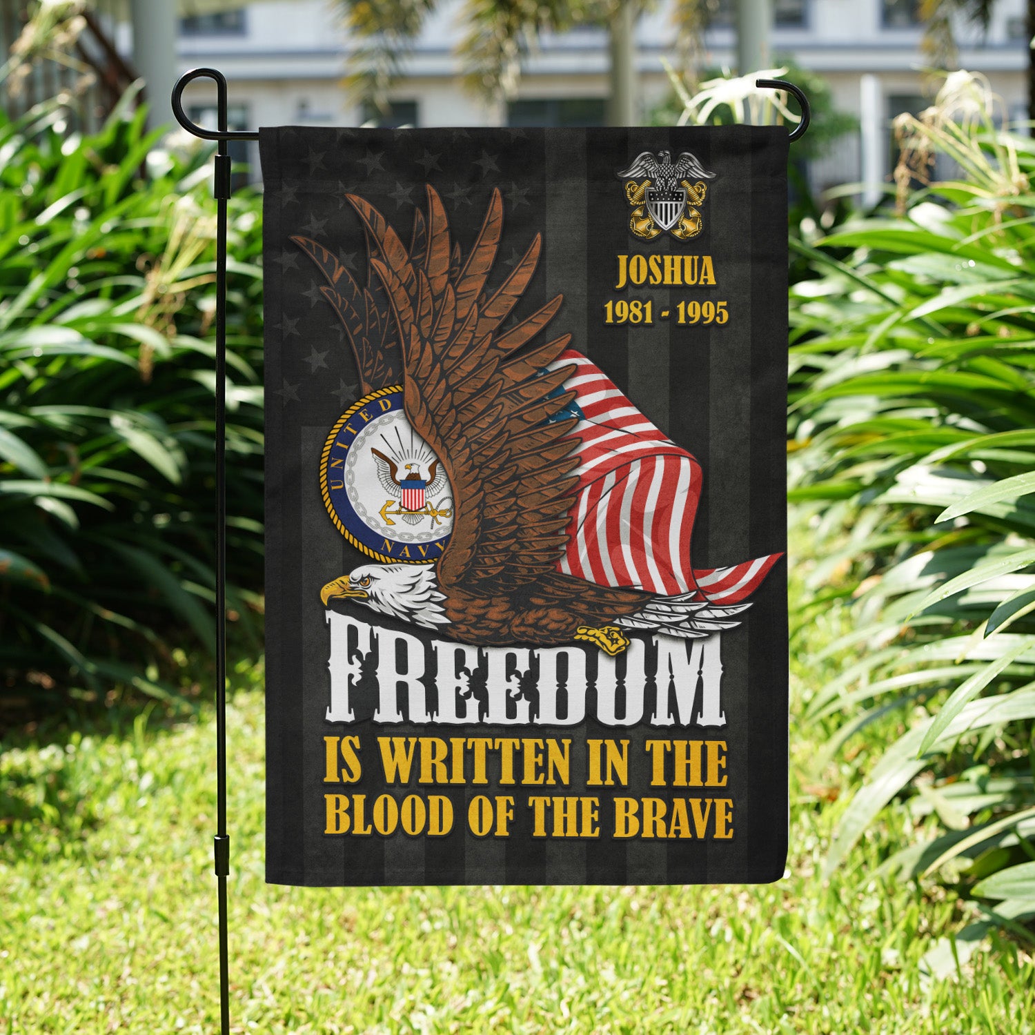 Personalized US Military Logo/Insignia And Text KFLAG29 Garden Flag, House Flag Twin-Side Printing