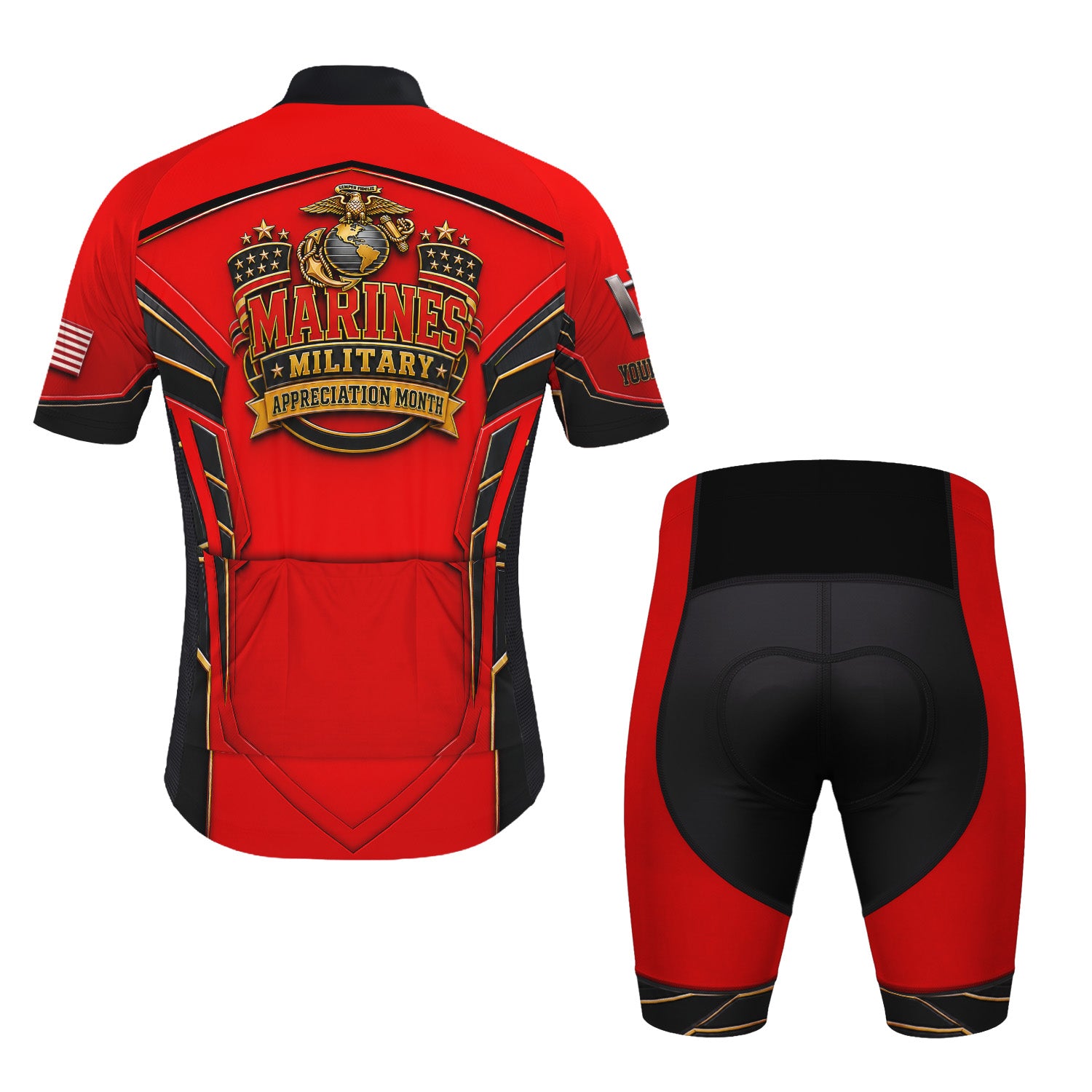 Personalized USMC Cycling Jersey Custom Military Name & Rank Gift