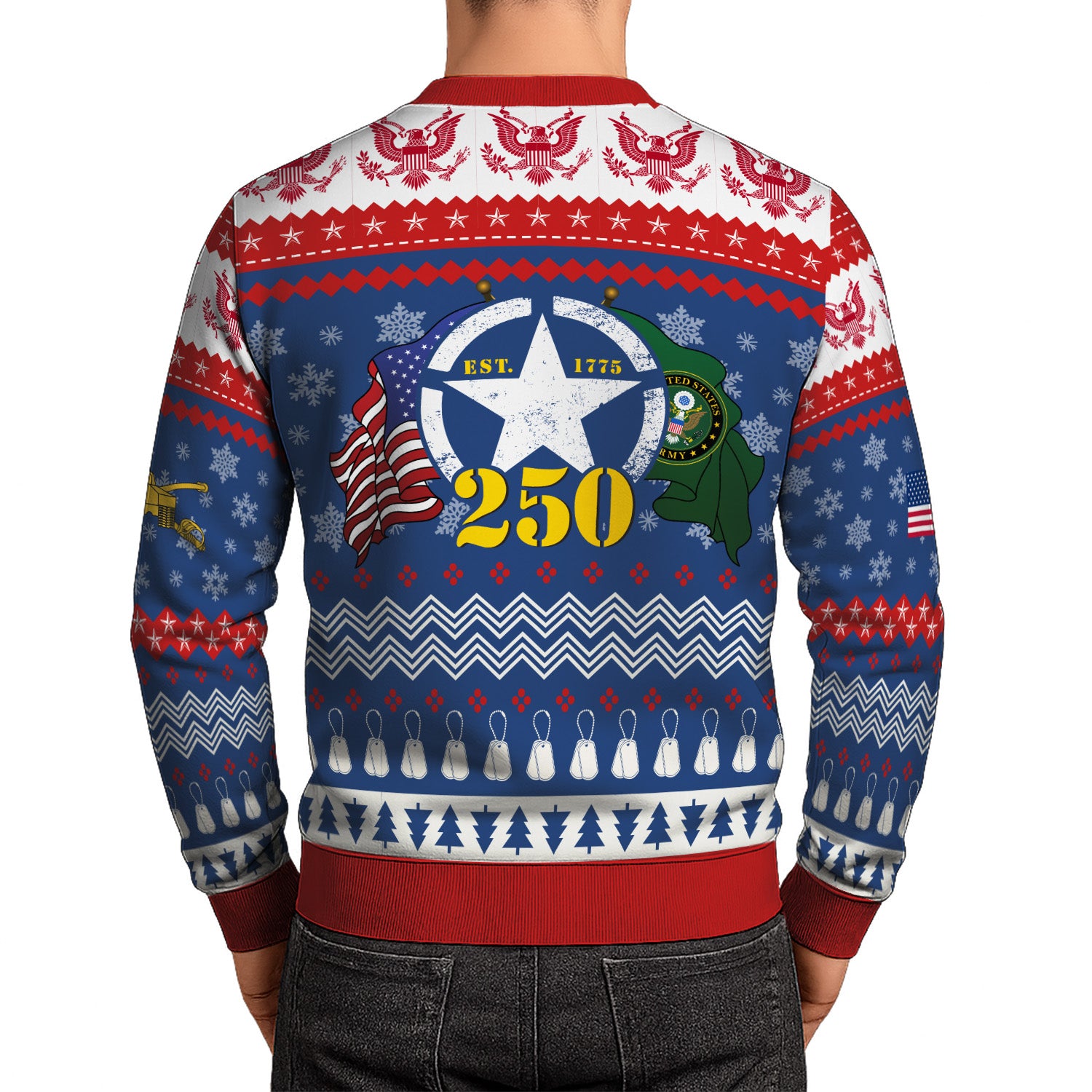 Custom Ranks US Army Ugly Christmas Sweater for Women Men KRUST04