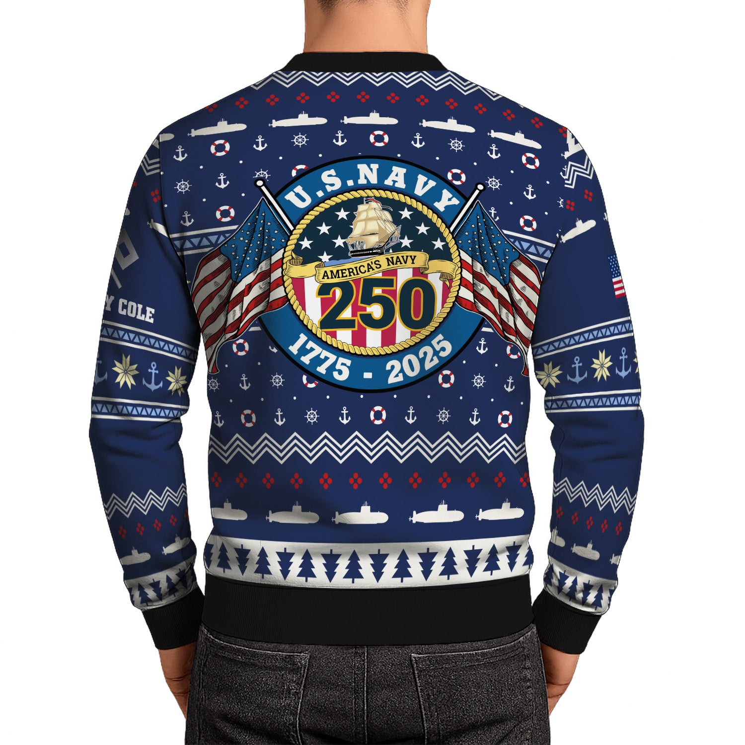 Custom Ranks And Text US Navy Ugly Christmas Sweater for Women Men KRUST01
