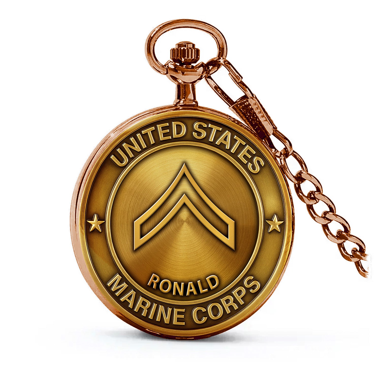 Personalized MARlNE Custom Ranks/Insignia And Text Round Pocket Watch