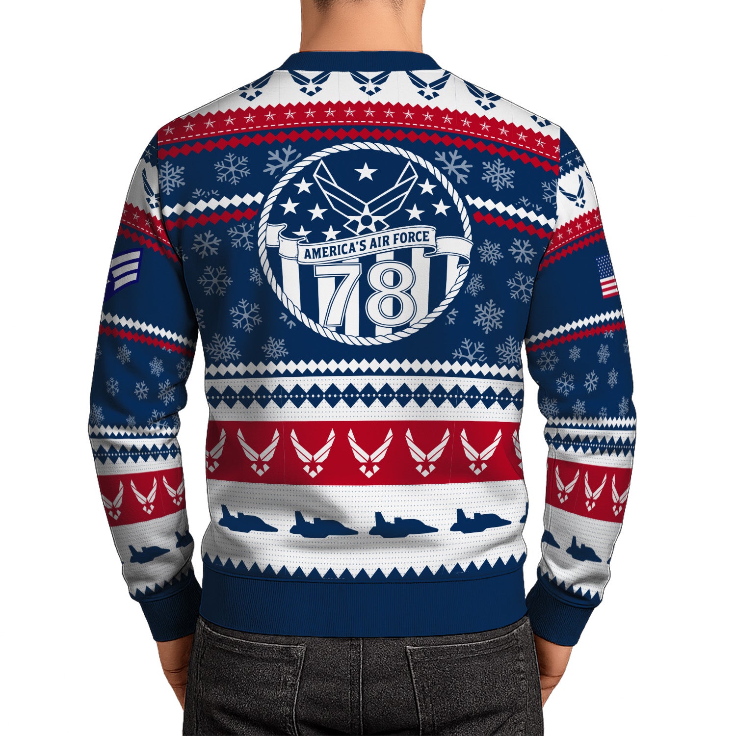 Custom Ranks US Air Force Ugly Christmas Sweater for Women Men KRUST03
