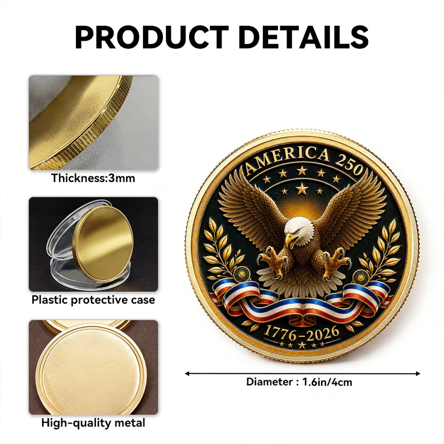 We The People USA 250th Anniversary 3D Challenge Coin Gift