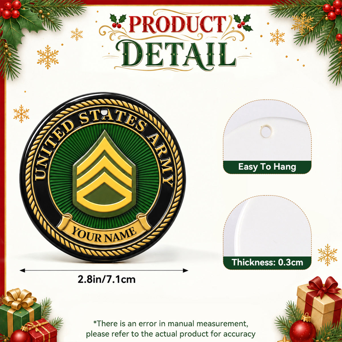 Personalized USMC 3D Relief Ceramic Ornament Custom Rank and Text