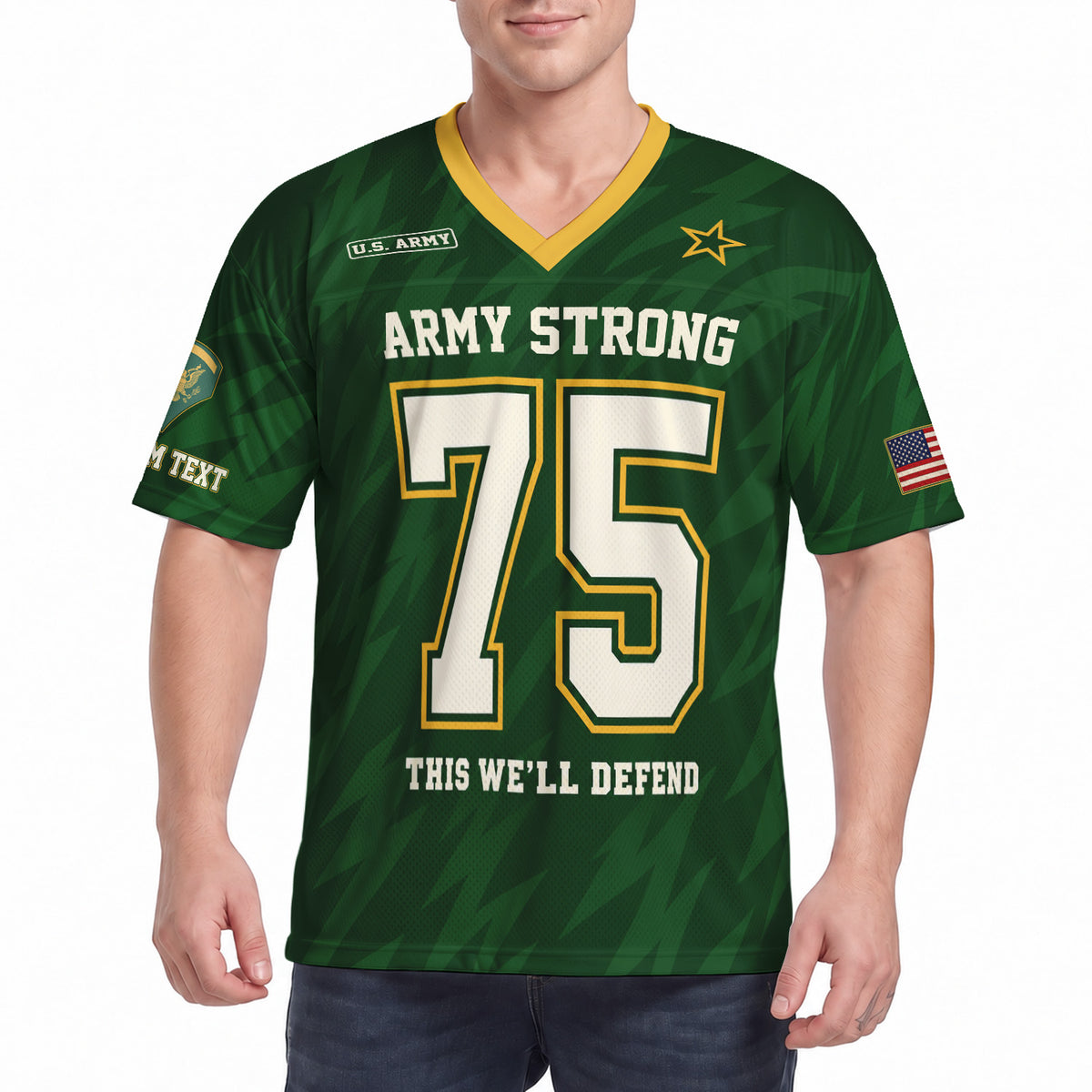 Personalized U.S. Army Sports Jersey Custom Rank and Text Military Shirt