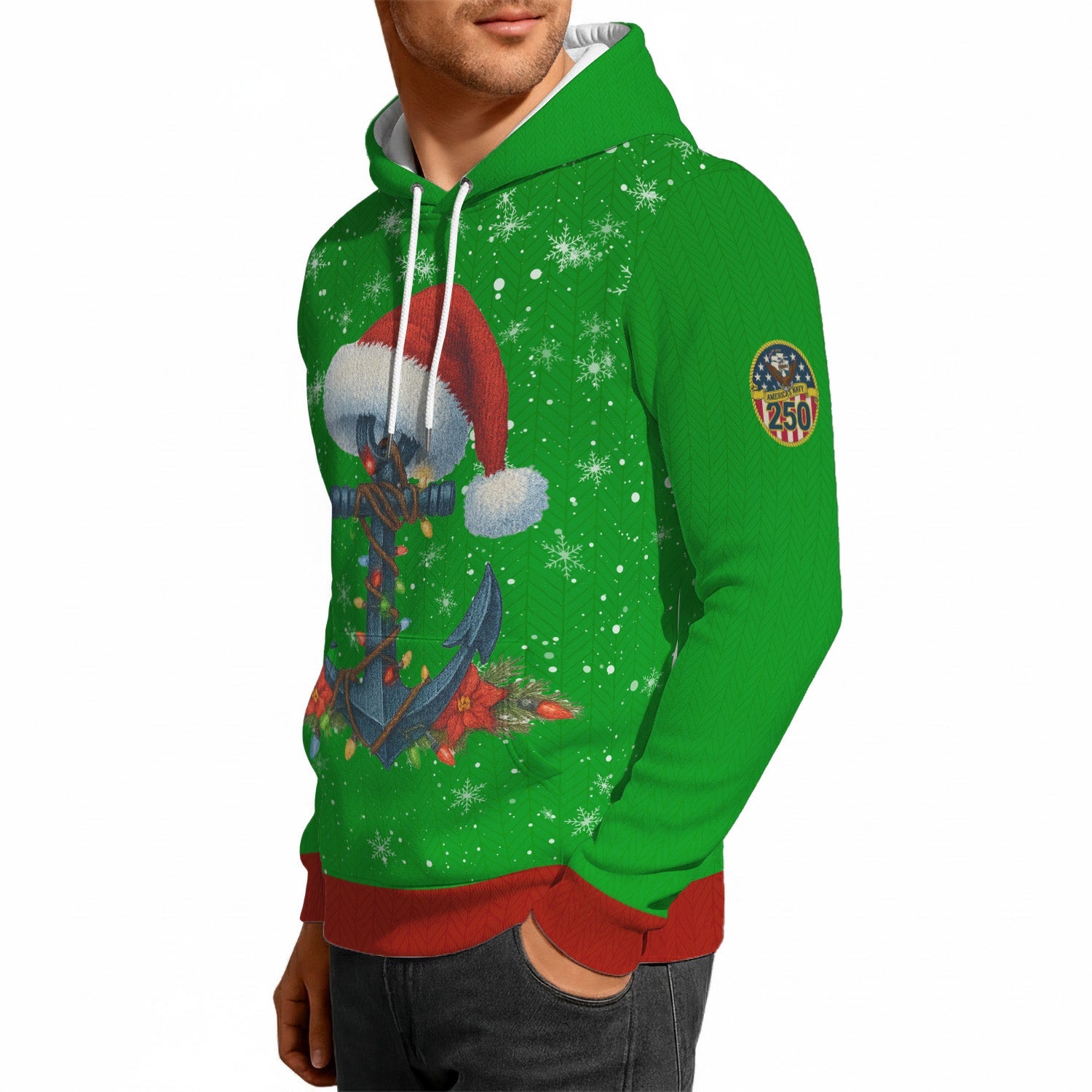 US Navy 3D All Over Print Hoodie Anchor Xmas Hat