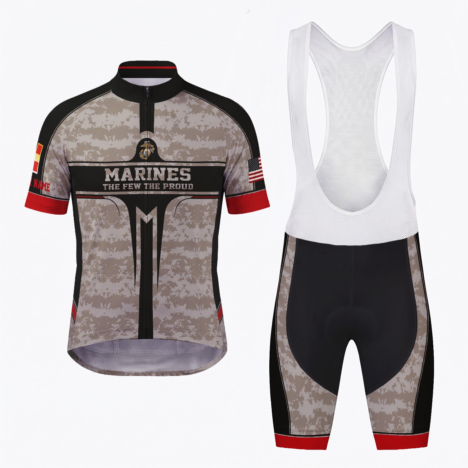 Personalized USMC Cycling Jersey Custom Name & Rank Marine Veteran Shirt
