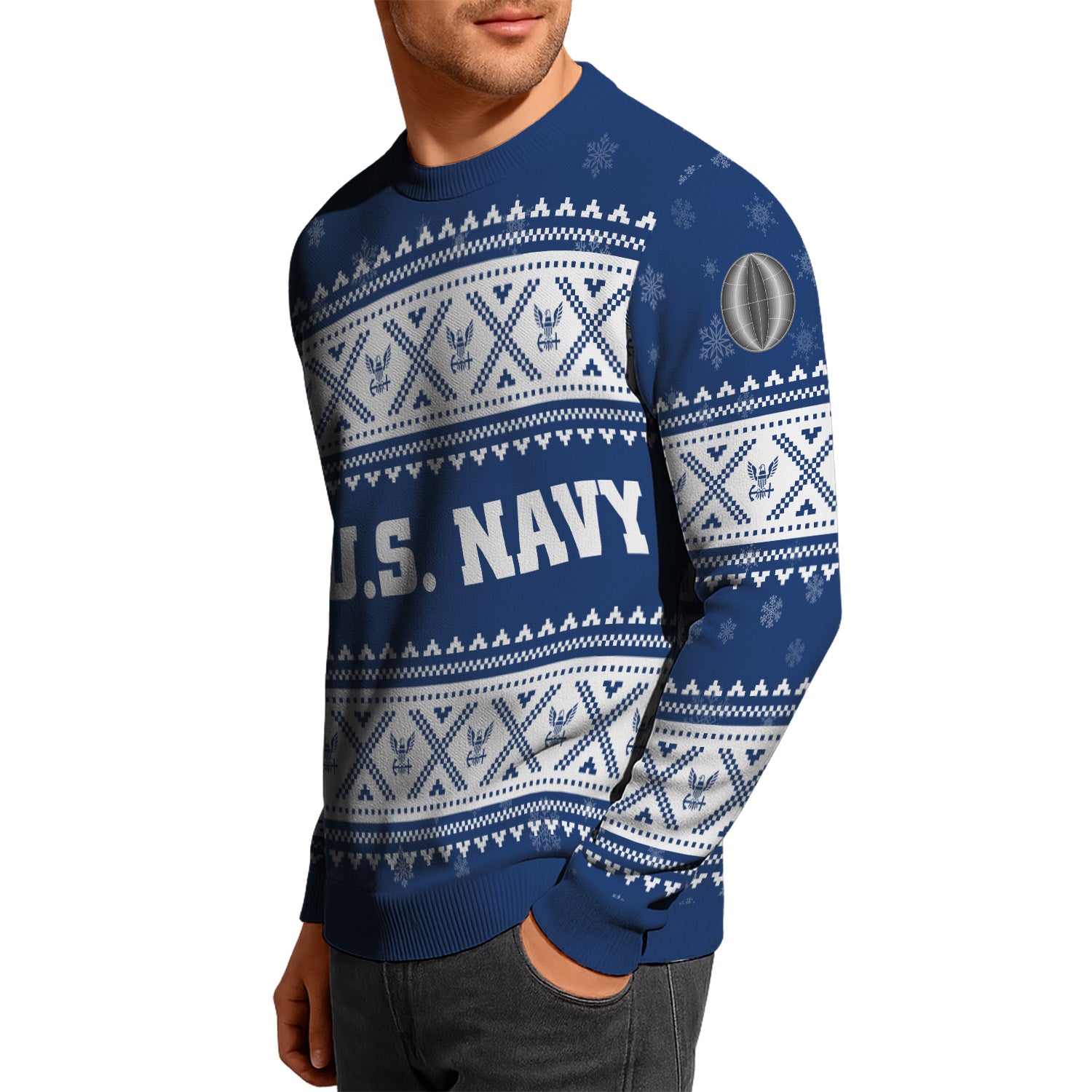 Custom Ranks US Navy Ugly Christmas Sweater for Women Men KRUST05