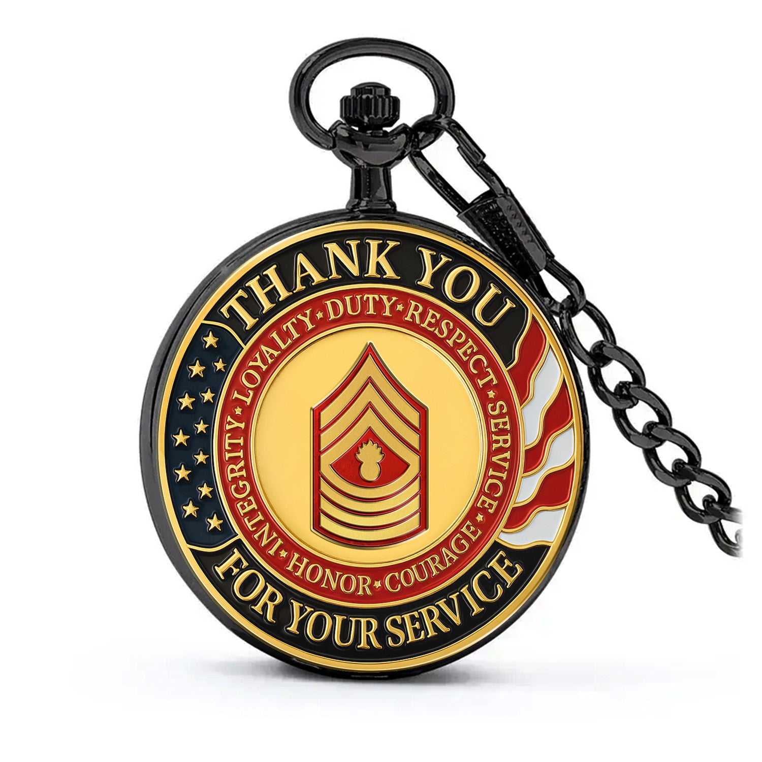 Thank You for Your Service Pocket Watch – Custom USMC Rank Gift for Marines