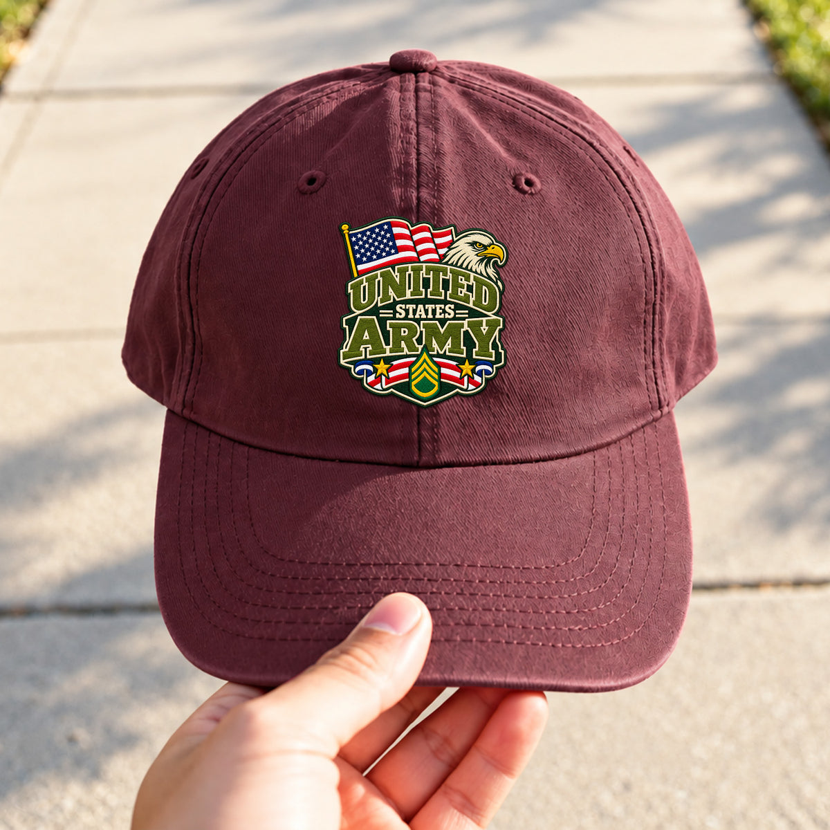 Personalized U.S. Army Embroidered Washed Cap Custom Rank and Text