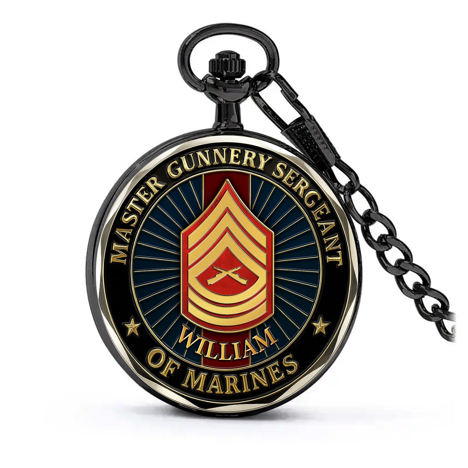 Custom Rank USMC Pocket Watch – Personalized Marine Corps Veteran Gift