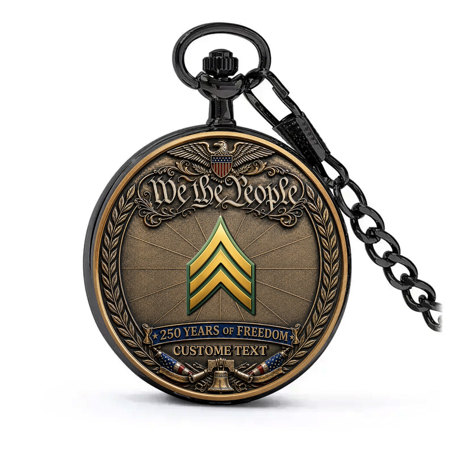 Army 250th Anniversary Custom Name Pocket Watch for Veterans