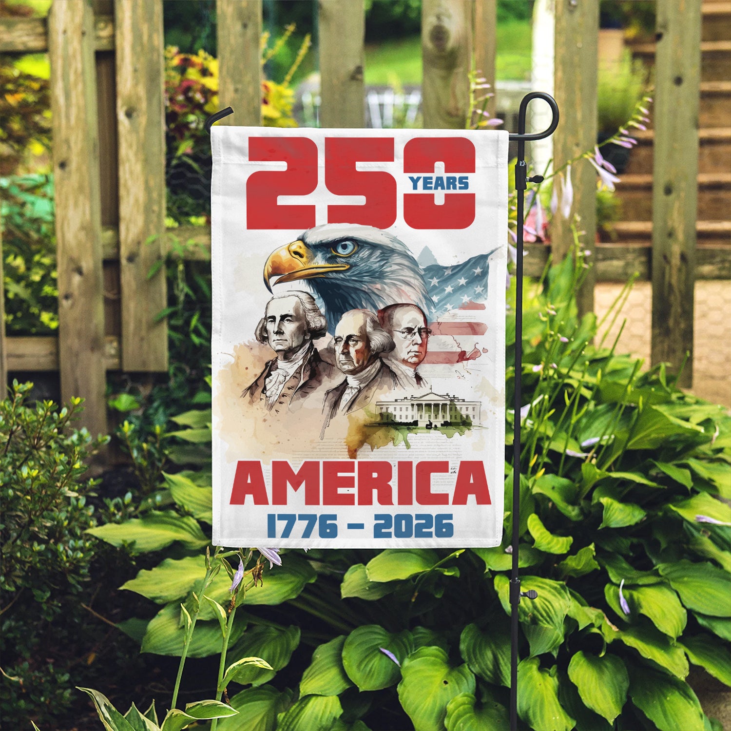 America 1776 - 2026 Garden Flag 12''x18'' Twin-Side Printing