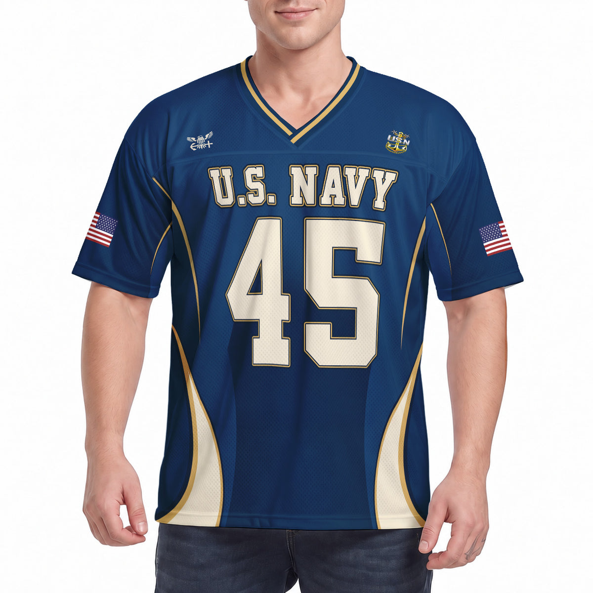 Personalized U.S. Navy Sports Jersey Custom Rank Text and Jersey Number