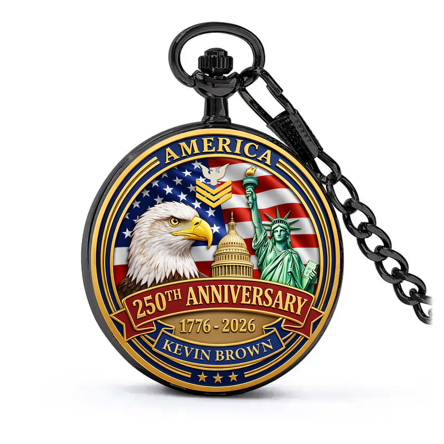 US Navy 250 Years Pocket Watch Personalized Veteran Keepsake