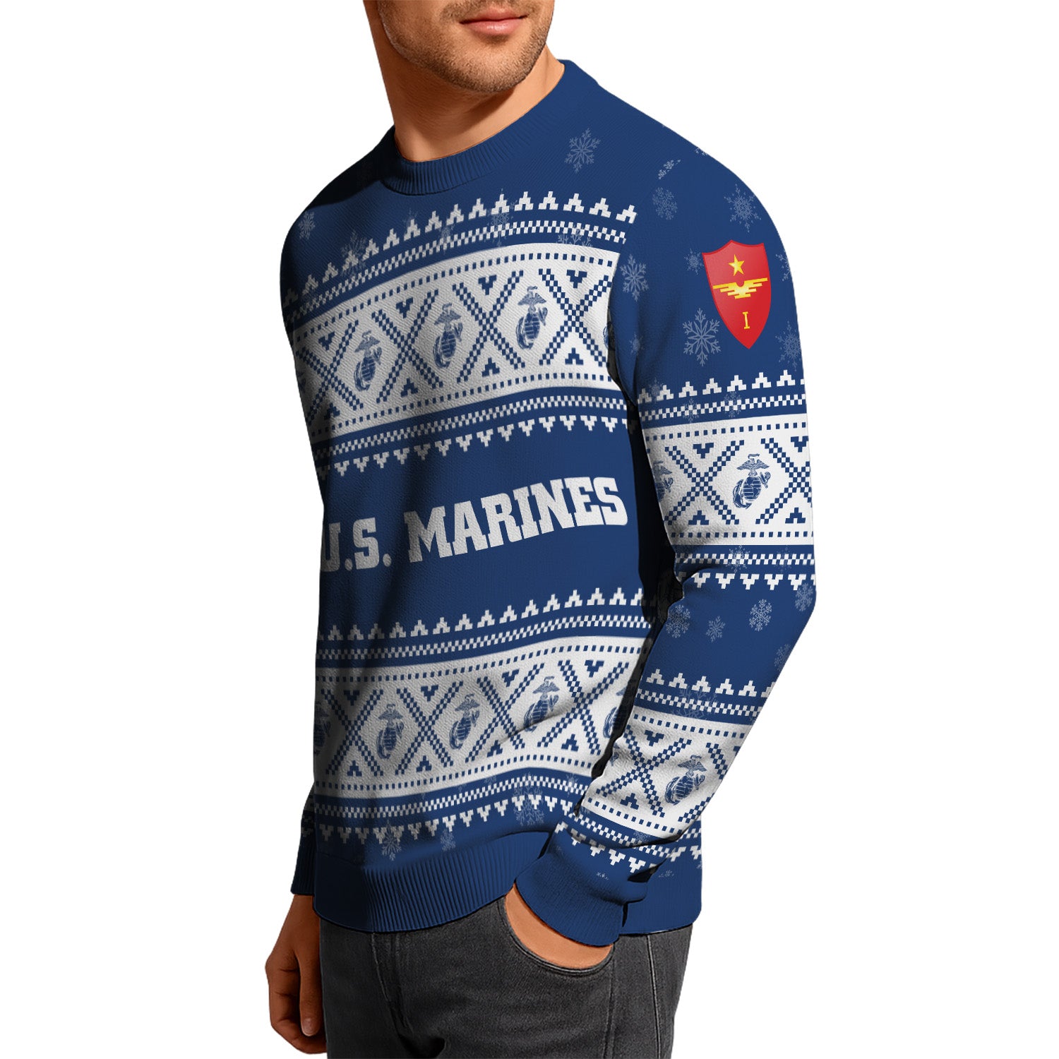 Custom Ranks USMC Ugly Christmas Sweater for Women Men KRUST05