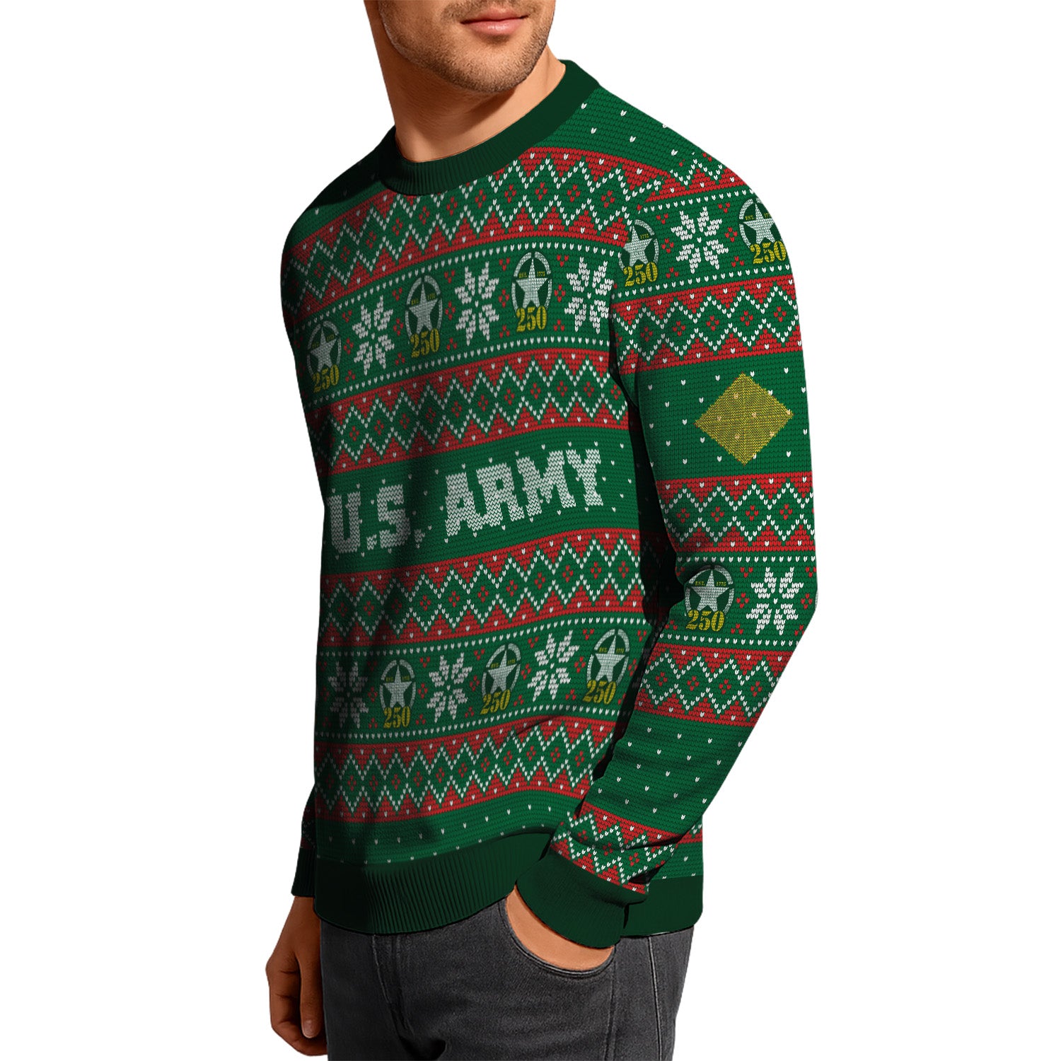 Custom Ranks US Army Ugly Christmas Sweater for Women Men KRUST09