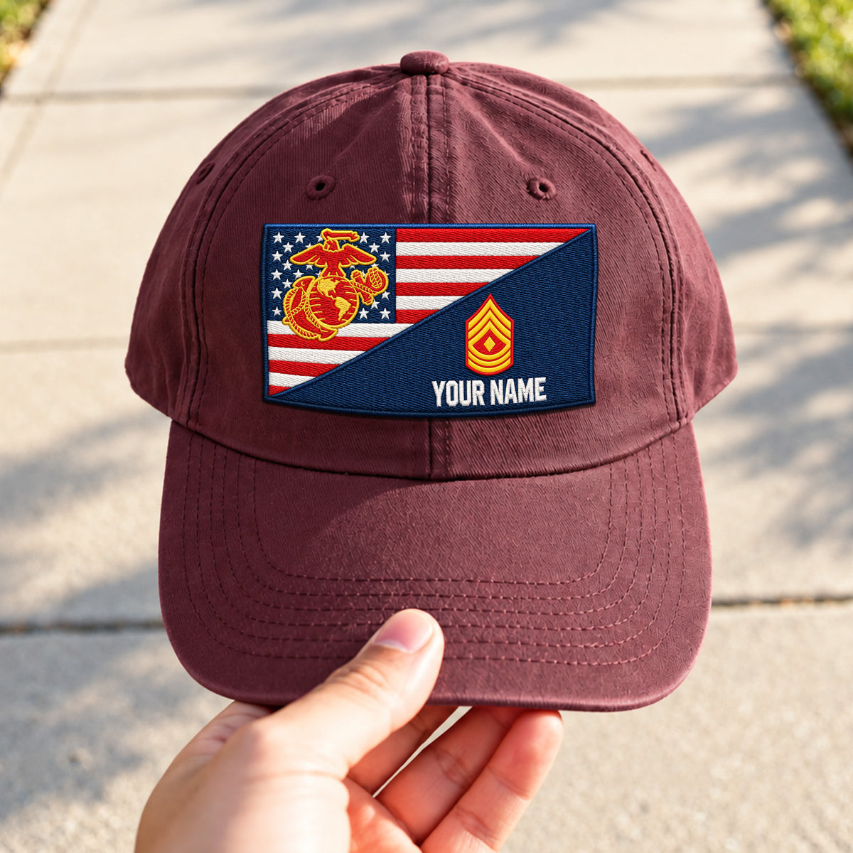 Custom USMC Washed Cap Personalized Military Rank and Text