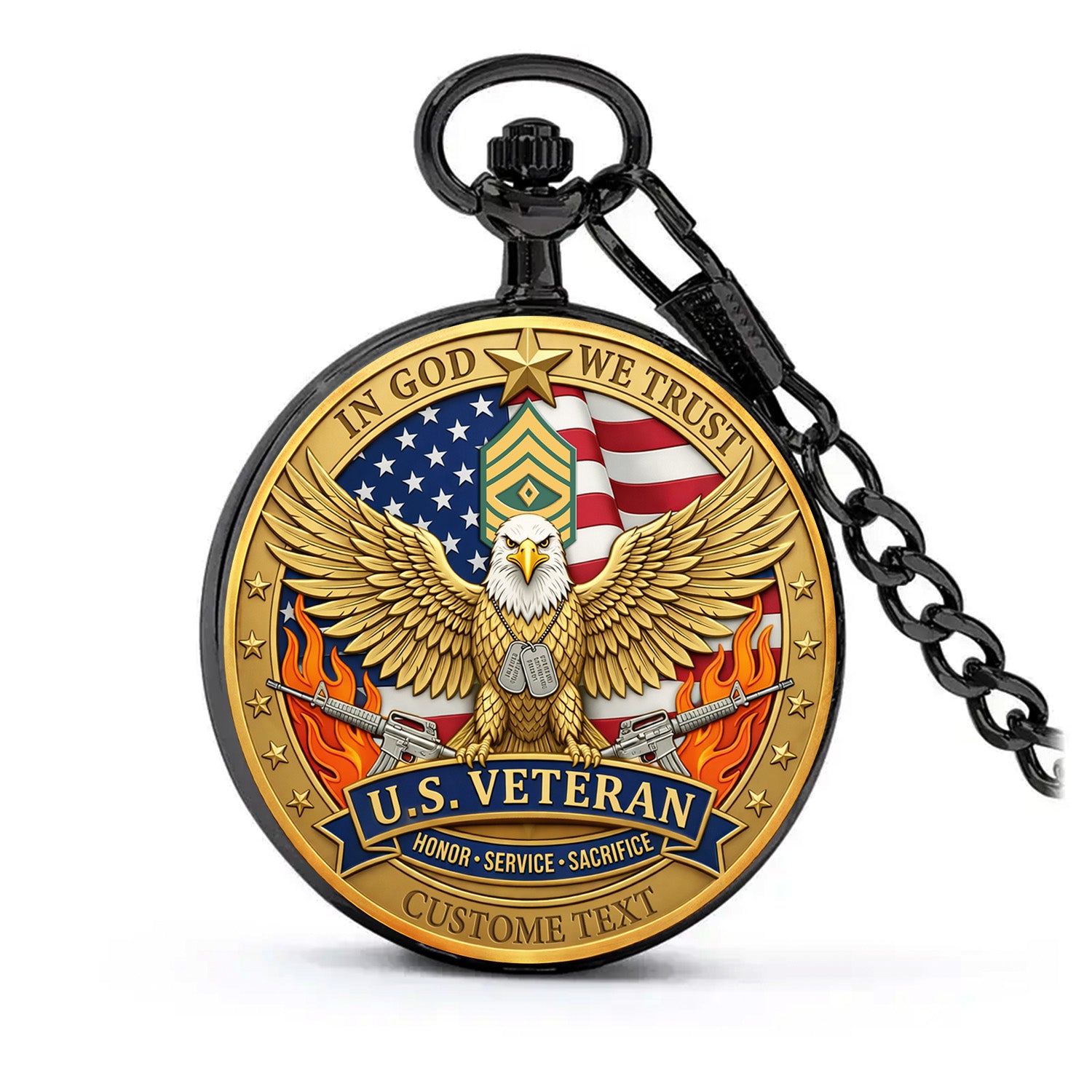 Personalized Army Veteran Pocket Watch USA 1776-2026 Gift