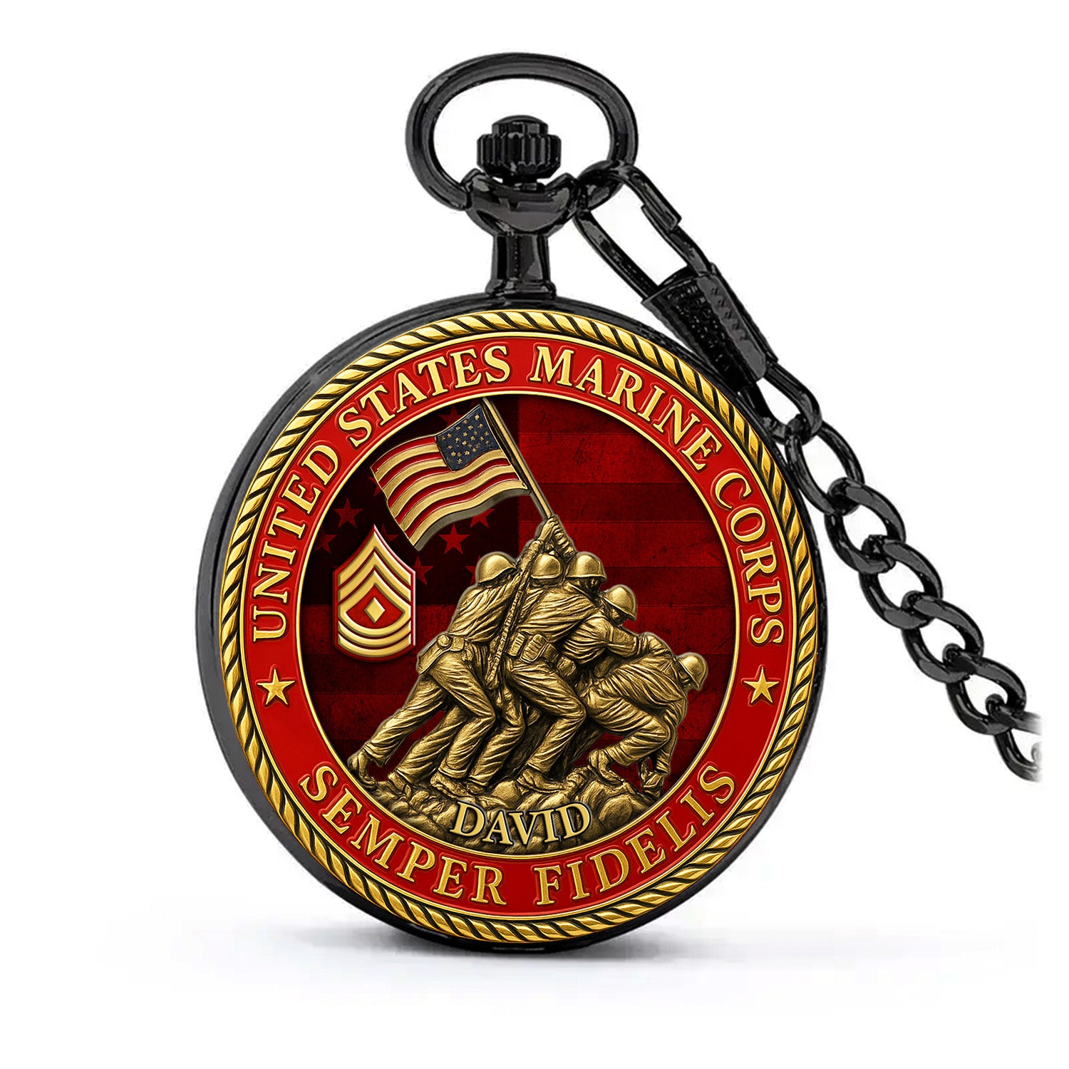 USMC Iwo Jima Pocket Watch – Personalized Marine Corps Veteran Gift