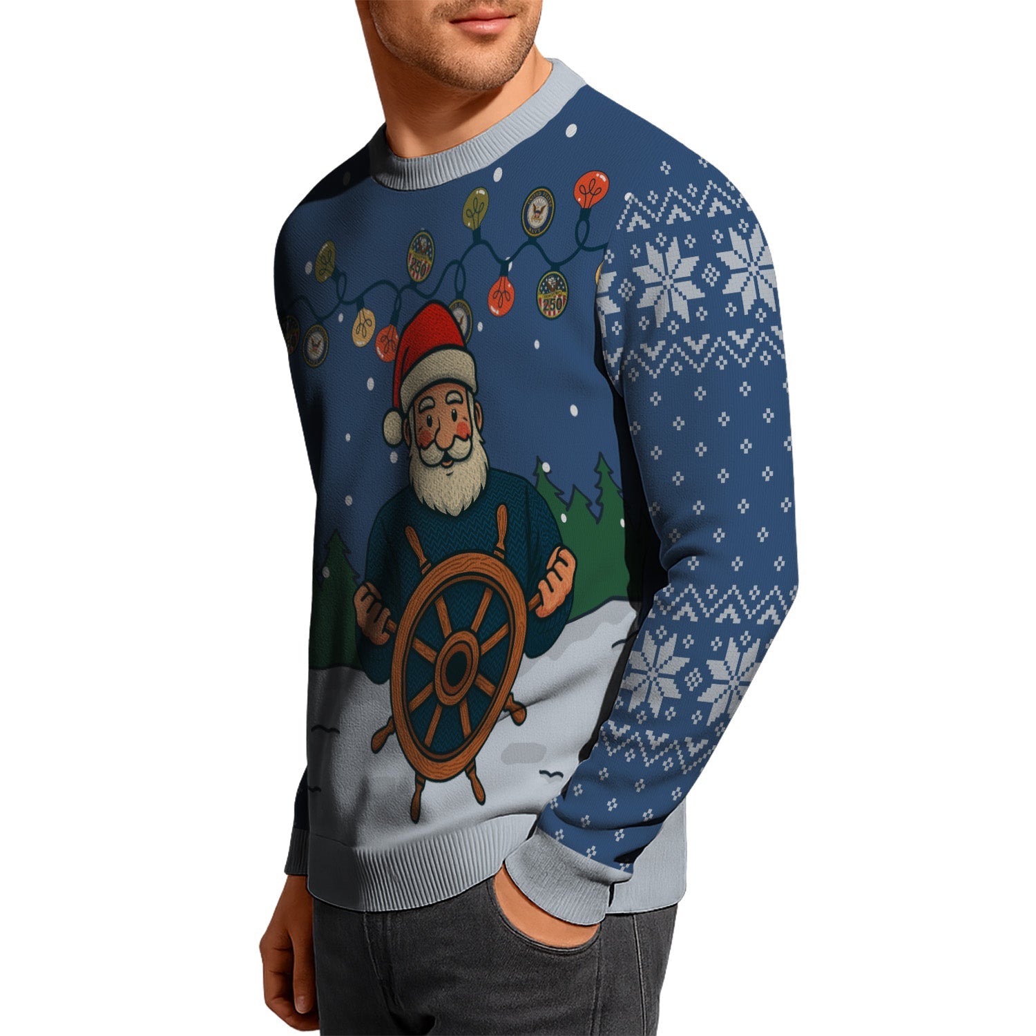 US Navy Caption Christmas Ugly Sweater