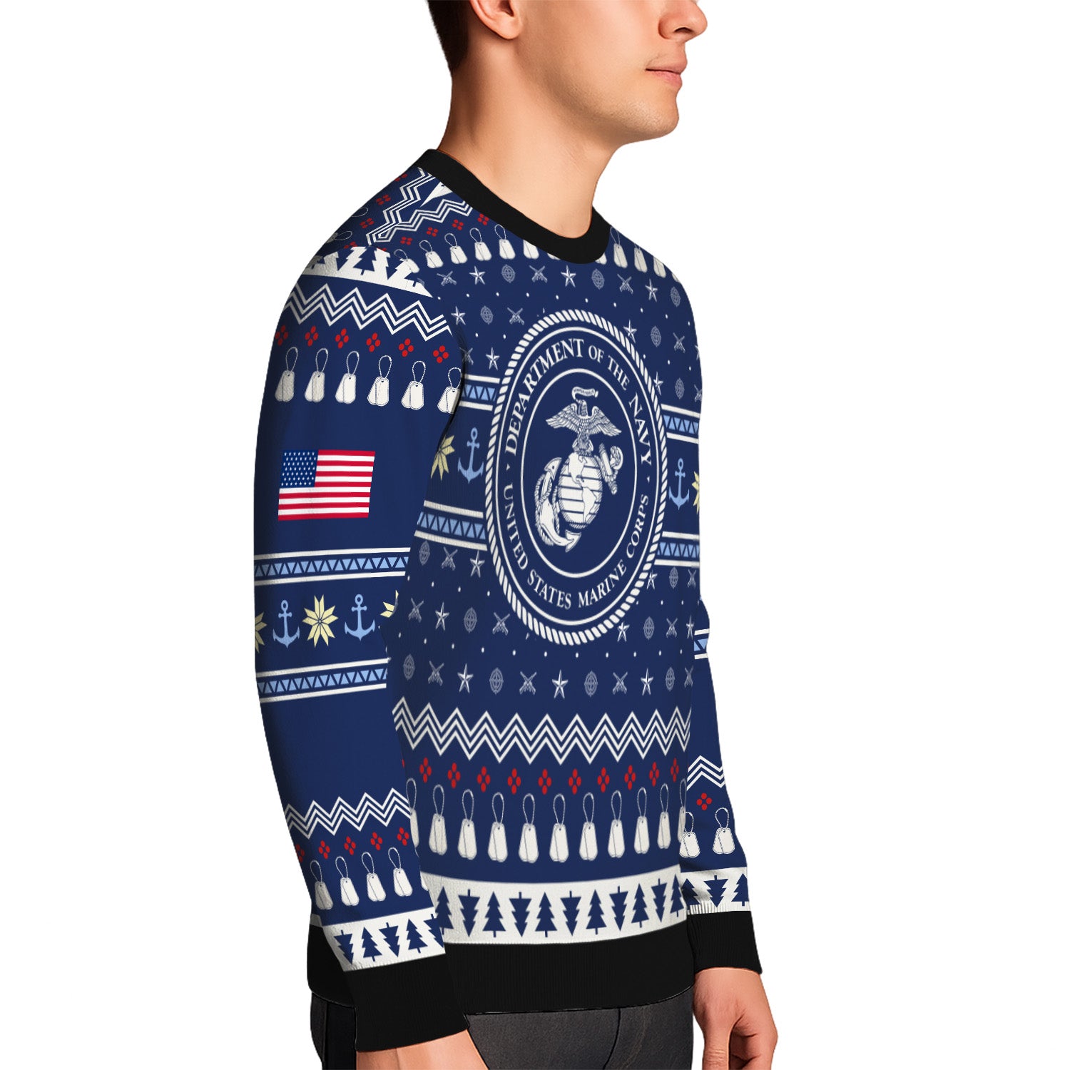 Custom Ranks And Text USMC Ugly Christmas Sweater for Women Men KRUST01