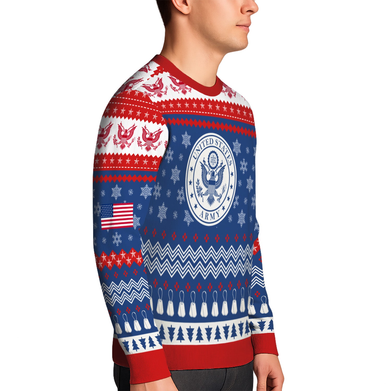 Custom Ranks US Army Ugly Christmas Sweater for Women Men KRUST04