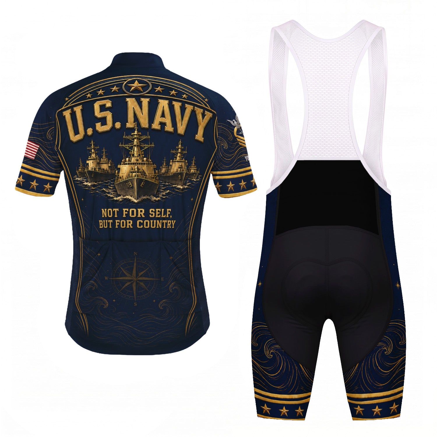 Personalized US Navy Cycling Jersey Custom Name & Rank Shirt