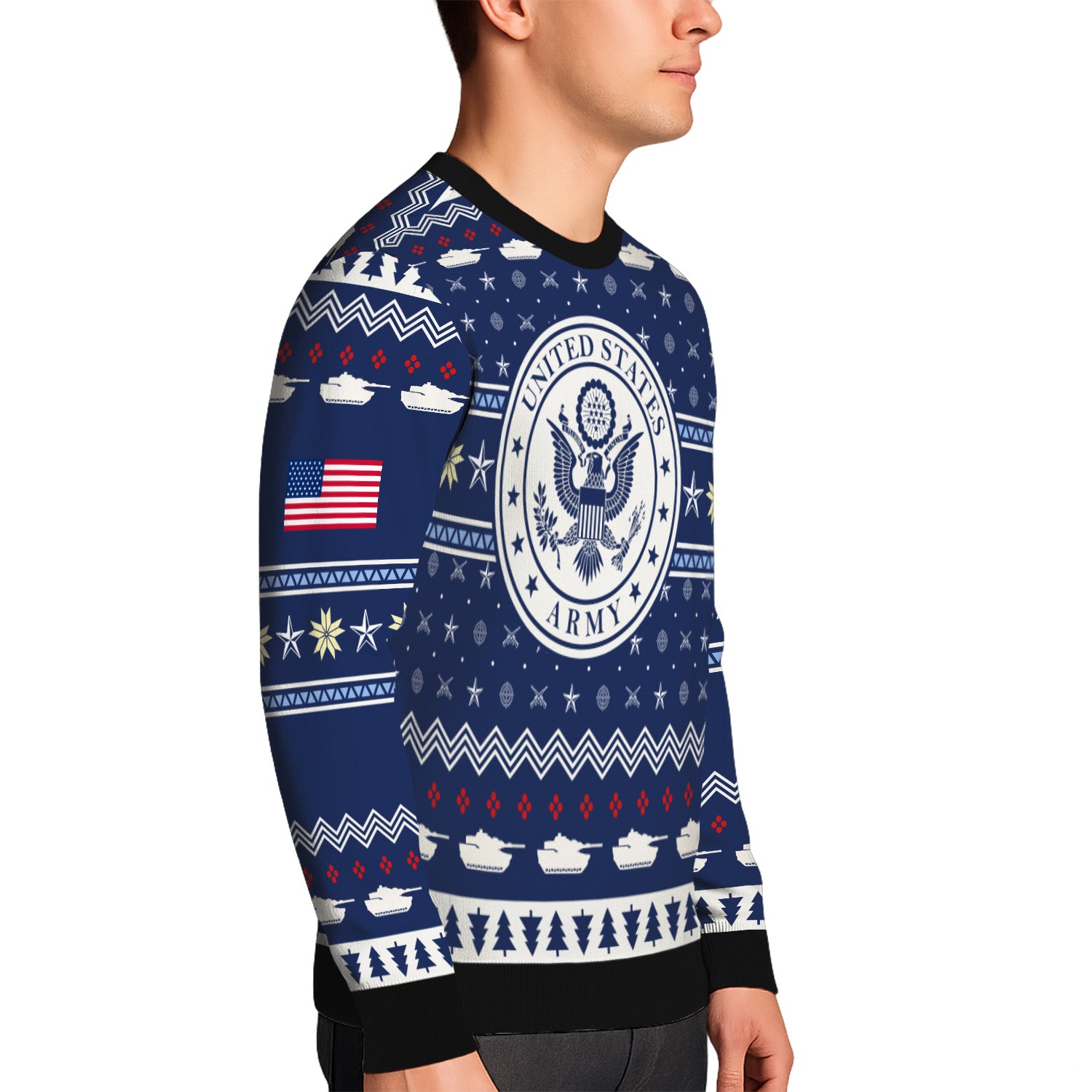 Custom Ranks And Text US Army Ugly Christmas Sweater for Women Men KRUST01